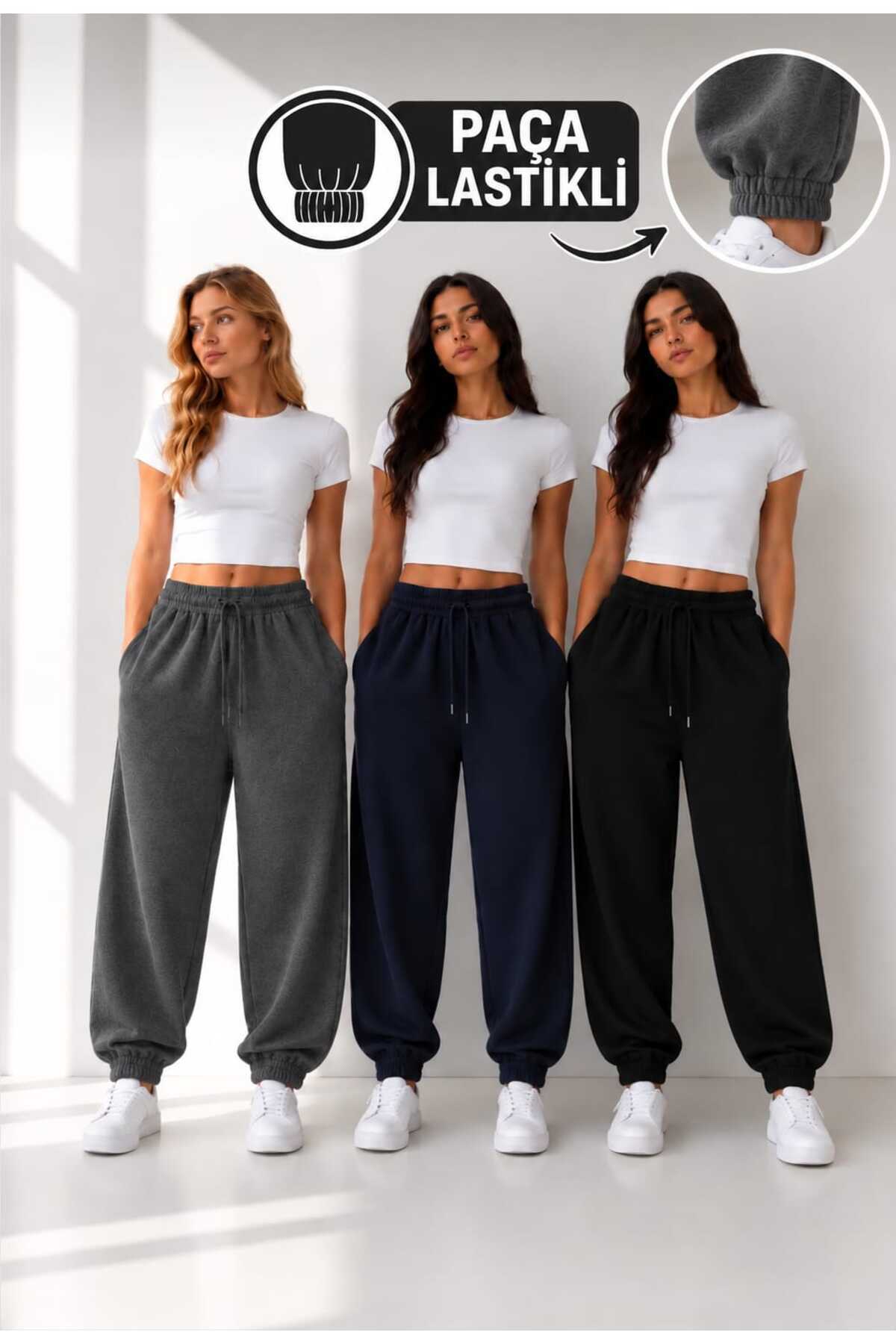 ZENİSA 3 lü set paça lastikli jogger eşofman altı