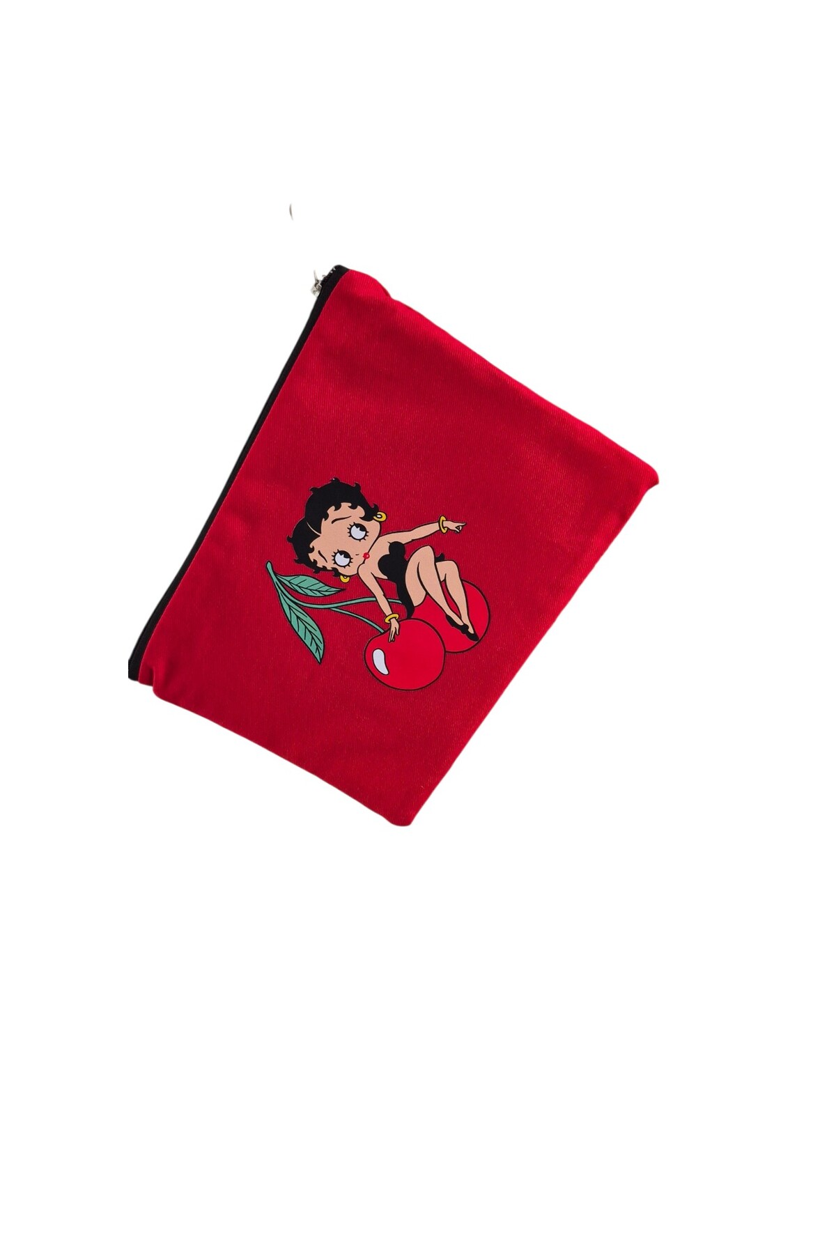 handedizayn Kırmızı Betty Boo Desenli Pörtföy Clutch Tablet Kılıfı görsel 3