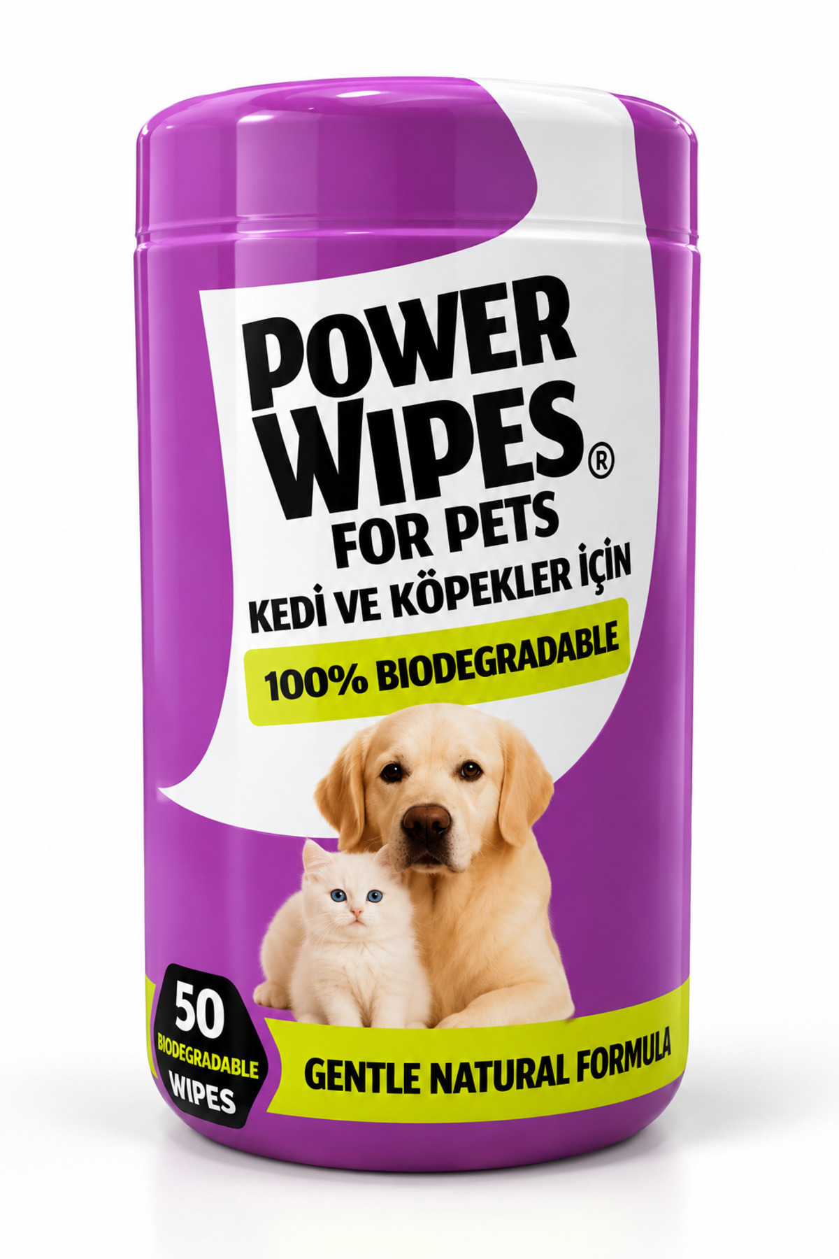 Power Wipes Evcil Hayvan Islak Mendili 50'li Kedi Köpek Göz Çevresi Pati ve T...