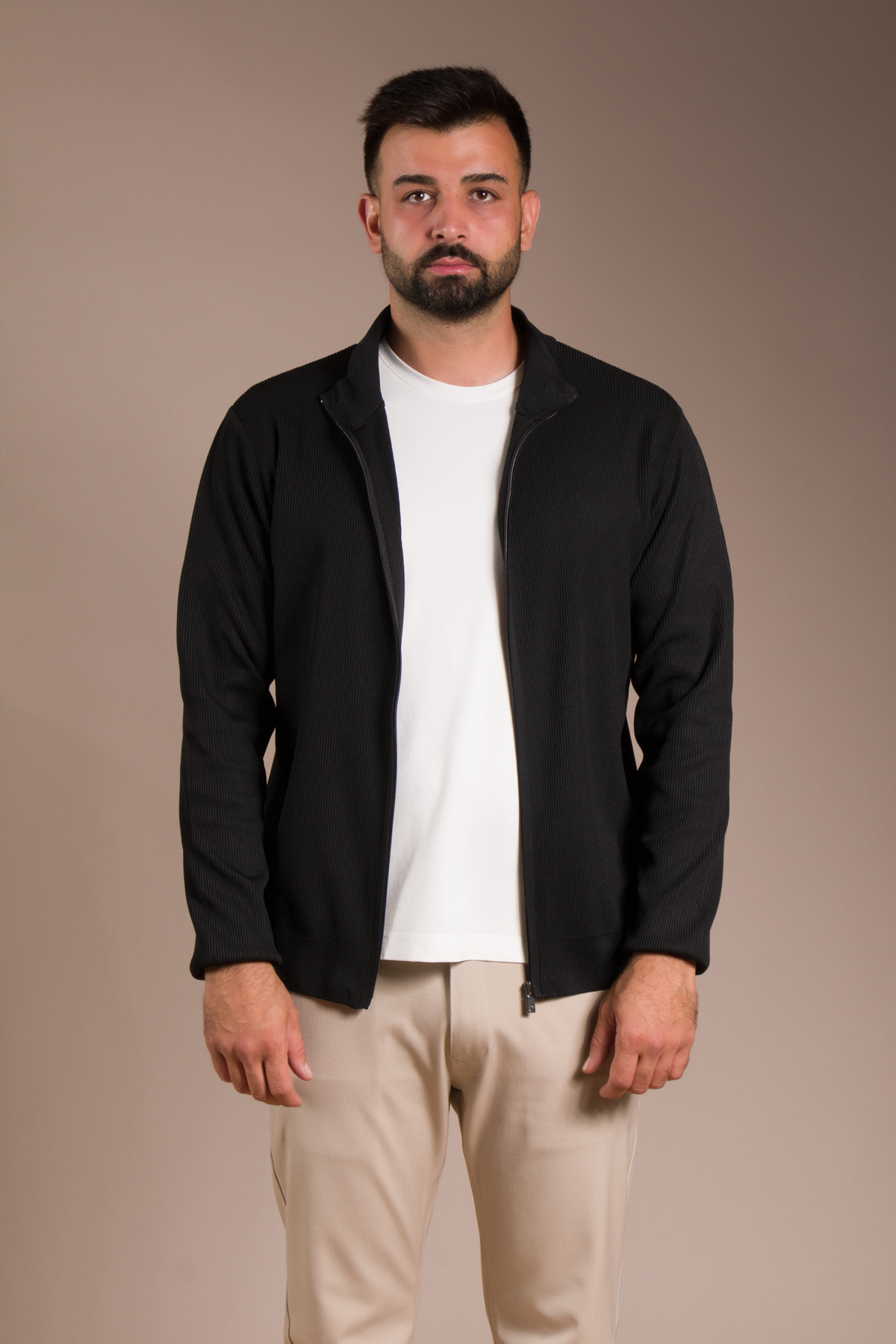 ژاکت بافتنی مشکی مردانه — مشکی GRC19278K008 — تصویر 6 از 7