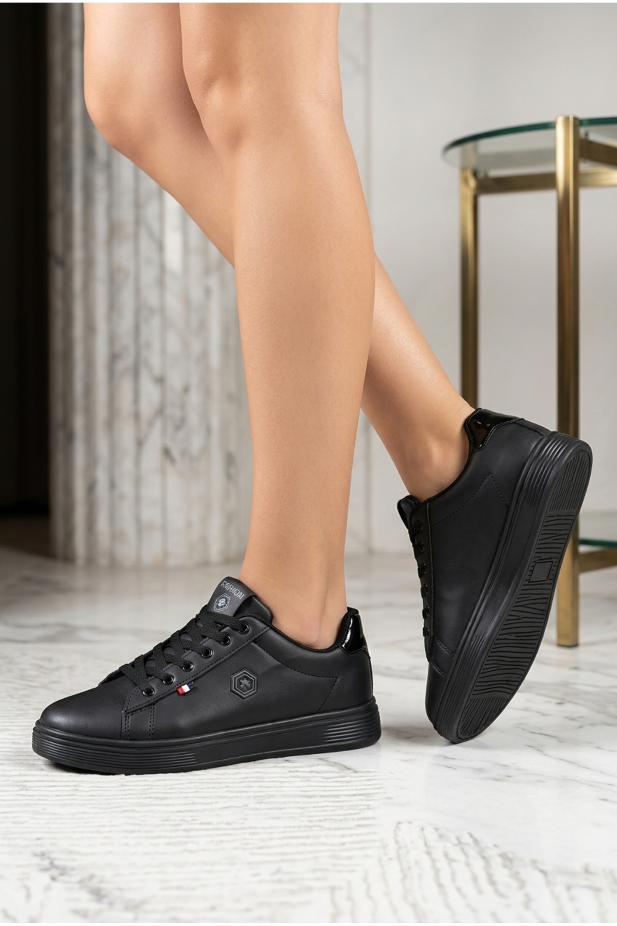 Lubrand Unisex Siyah Bağcıklı Günlük Spor Ayakkabı Sneaker