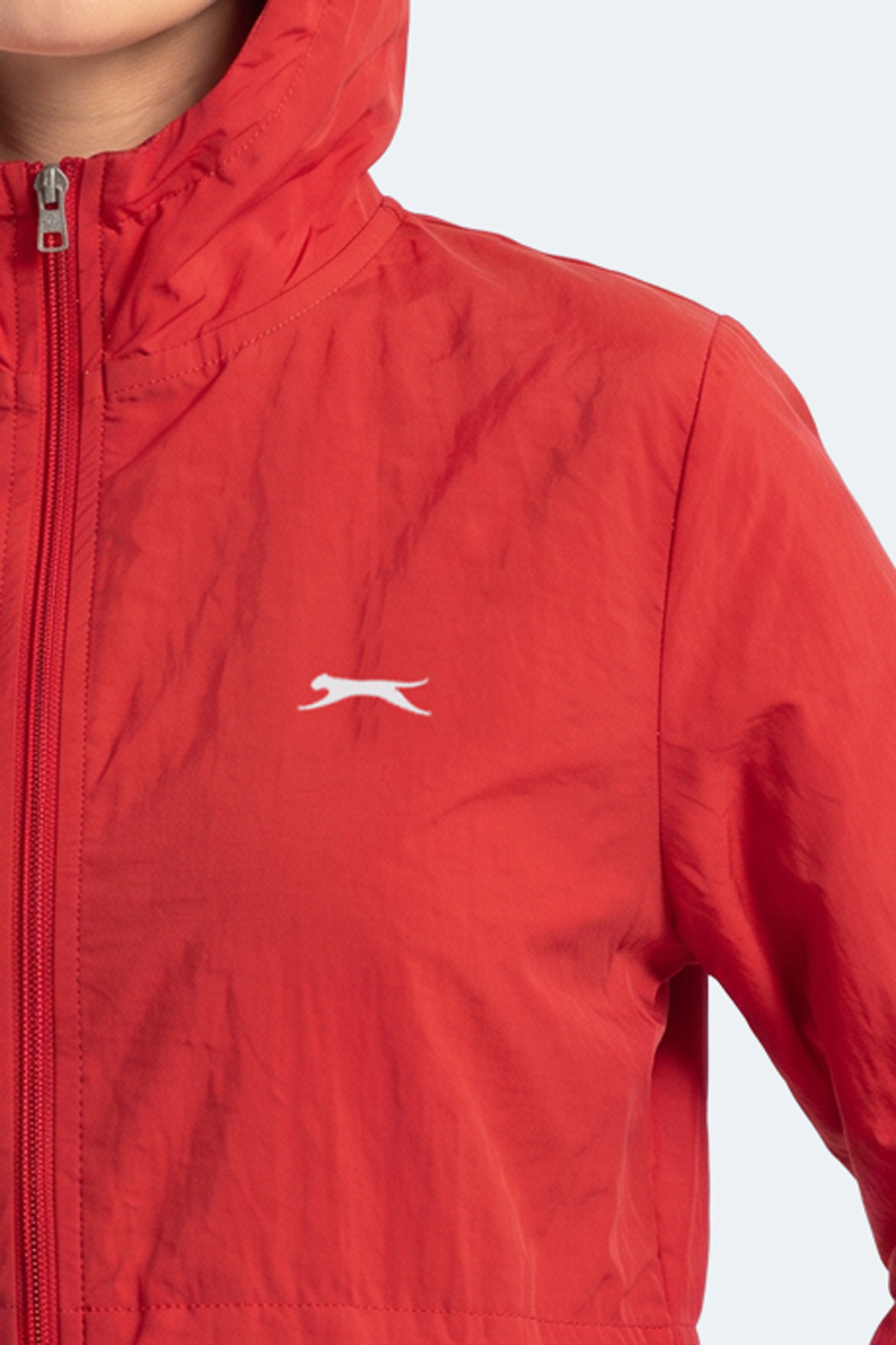Slazenger RAID Kadın Kapüşonlu Fermuarlı Kırmızı Rüzgarlık görsel 2