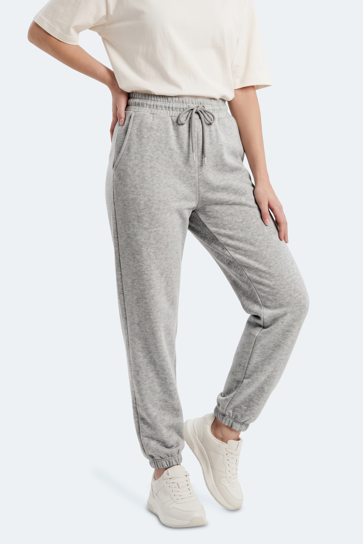 Slazenger MERYA I Kadın Slim Fit Gri Eşofman Altı görsel 6