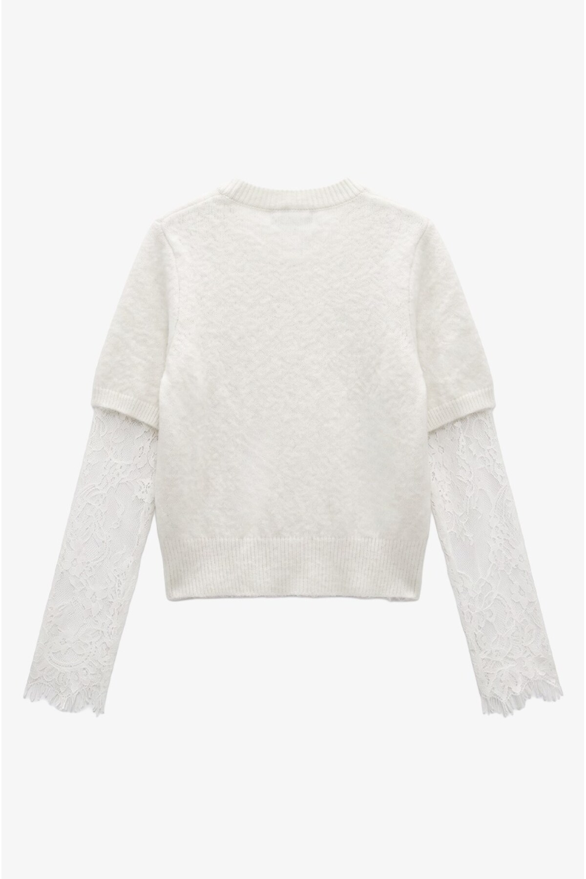 Havoş Ekru Lace Sleeve Kazak görsel 6