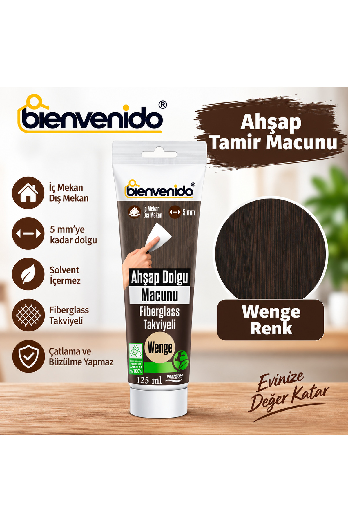 Ahşap Parke Tamir Macunu WENGE Mobilya Masa Dolgu Çatlak Çizik Giderici 125 ML