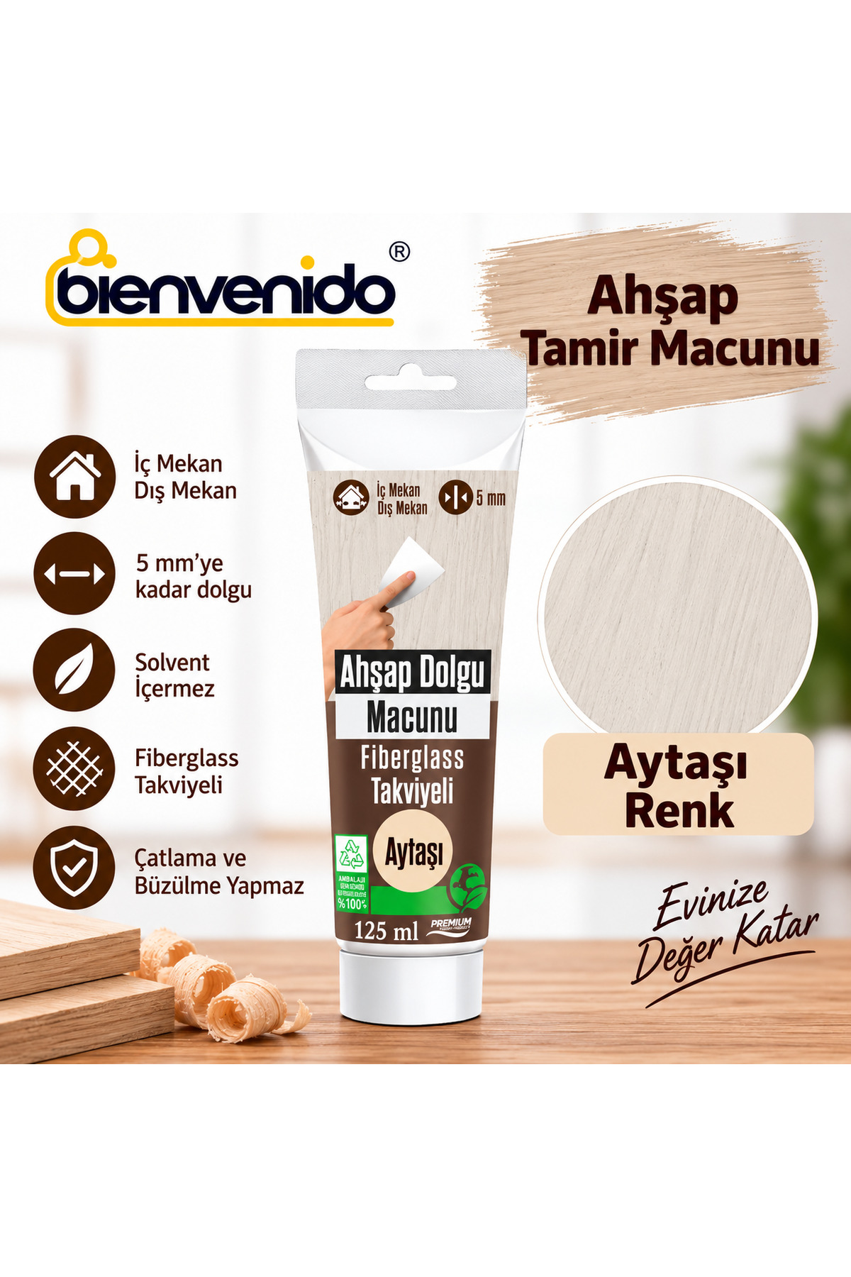 Ahşap Parke Tamir Macunu AYTAŞI Mobilya Masa Dolgu Çatlak Çizik Giderici 125 ML