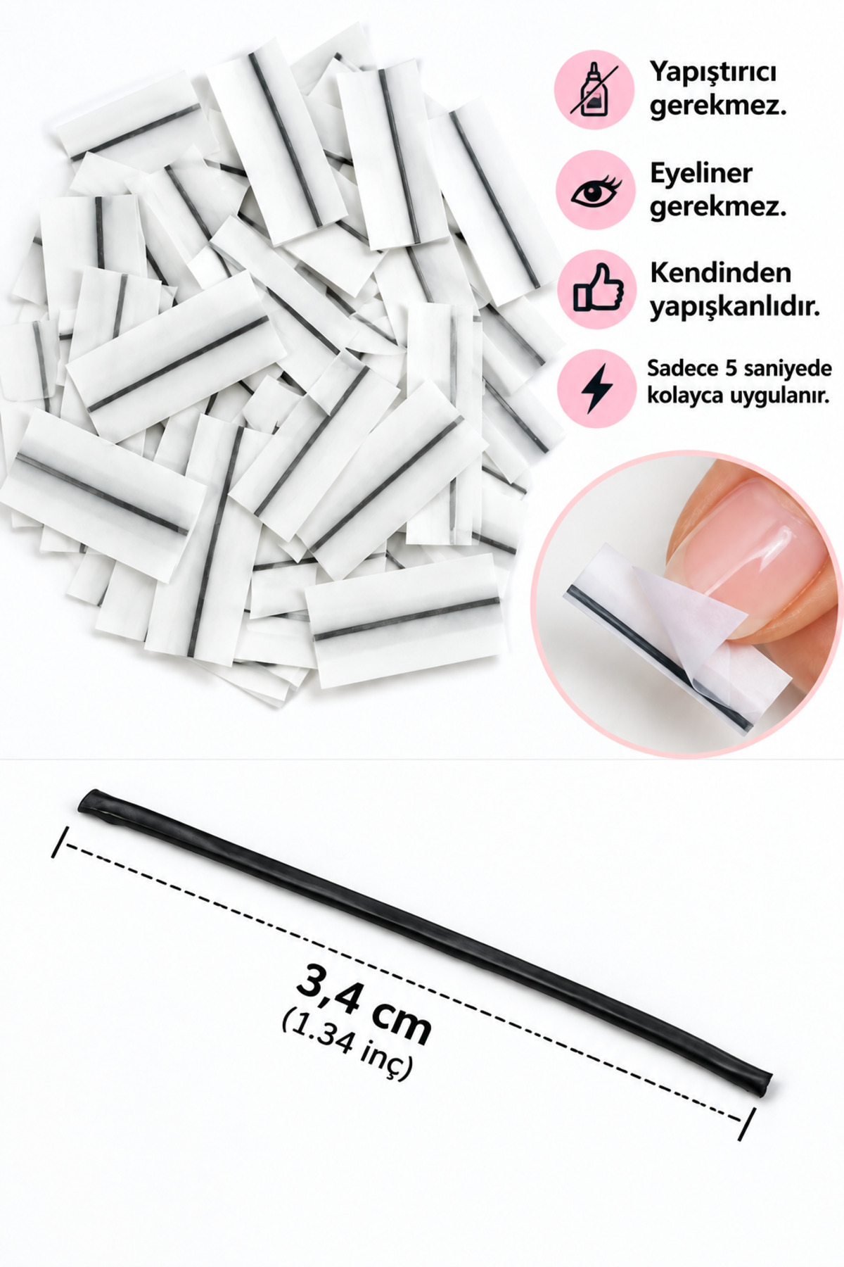 Takma Kirpik Yapıştırma Şeritleri, Eyeliner Görünümlü Takma Kirpik Yapıştırıcı Şerit - 10 Adet — SBLON-OCN523979 — تصویر 2 از 2