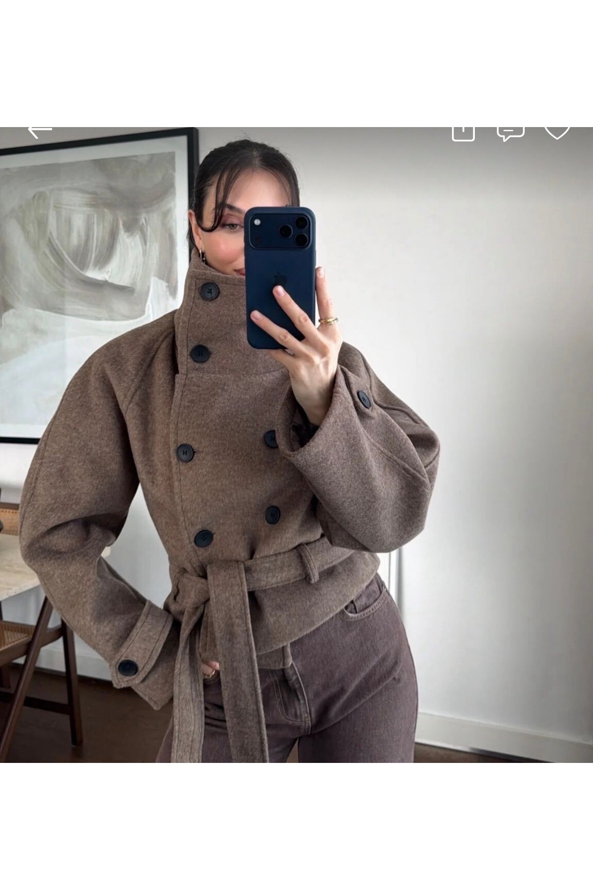 Hotfashion Kaşe dik yaka kaban