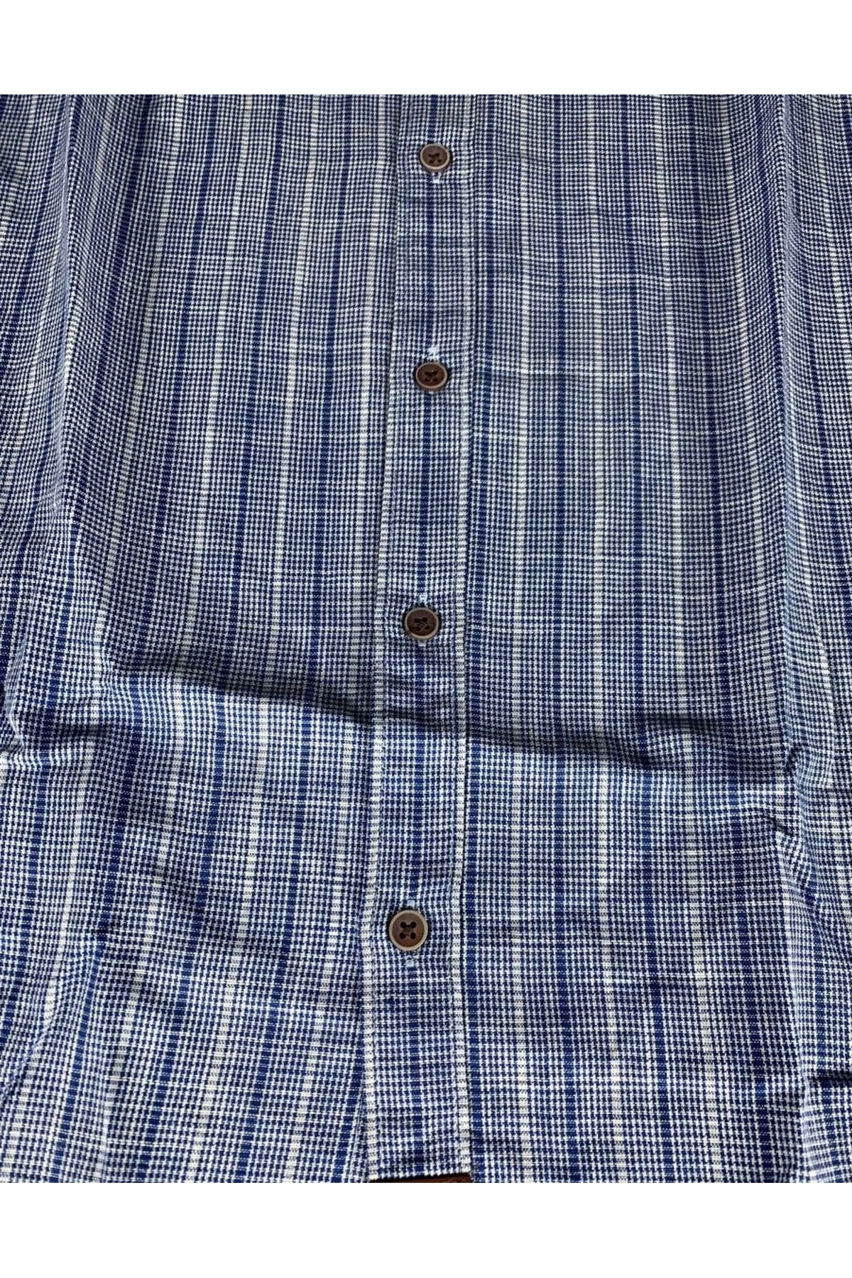 Chordi Erkek Büyük Beden Battal Slim Fit Uzun Kollu Keten Hakim Yaka Gömlek görsel 6