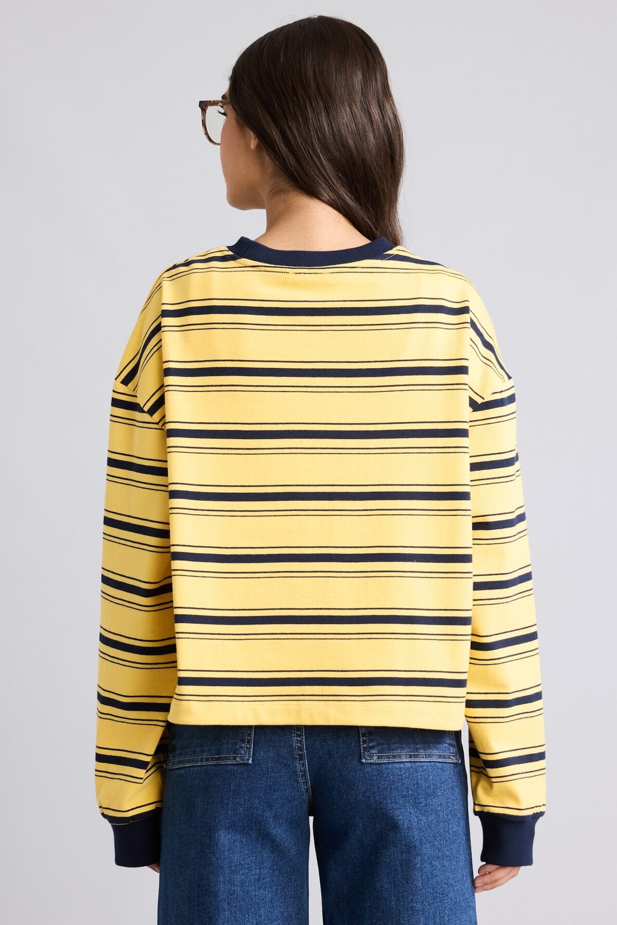 DeFacto Loose Fıt Bisiklet Yaka Baskılı Çizgili Sweatshirt I2418AX26AU görsel 7