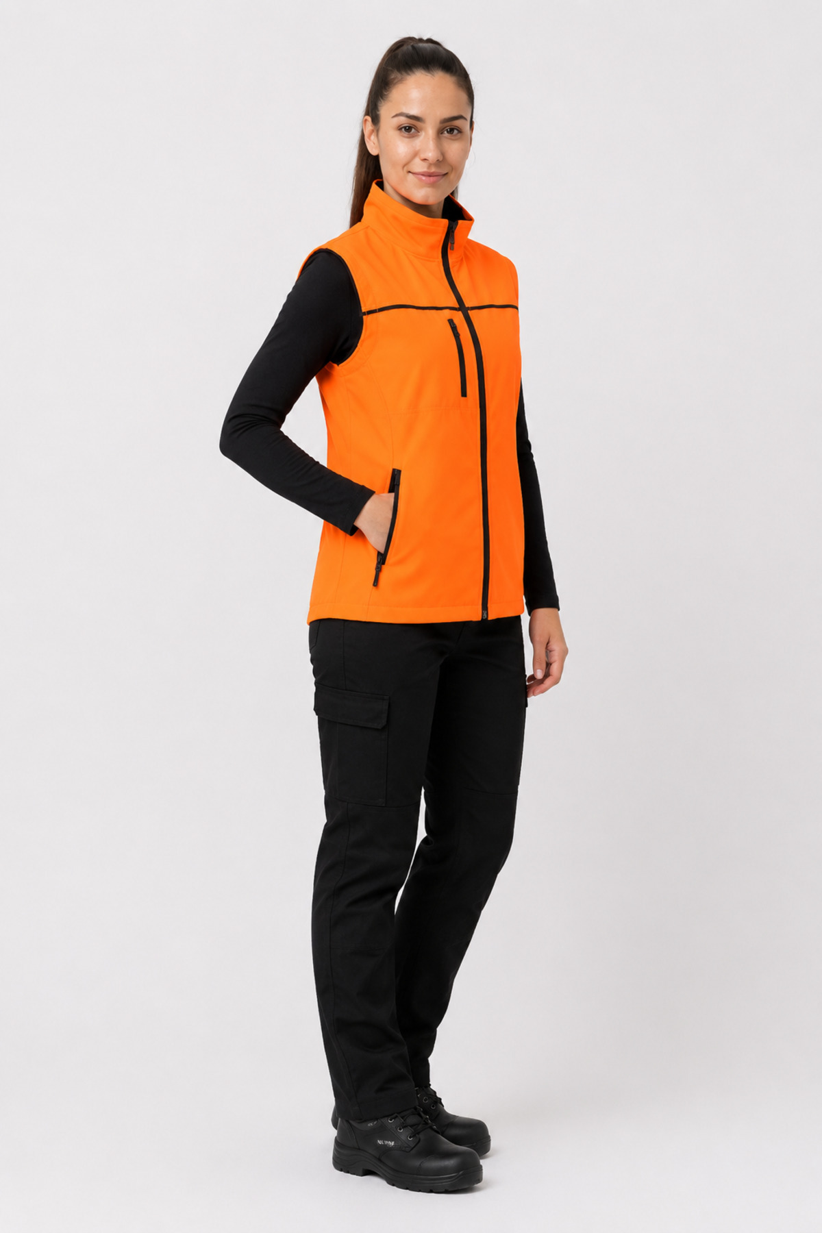 Unisex Turuncu Softshell İş Yeleği – 3 Cepli Fermuarlı Dik Yaka Personel ve Saha Yeleği Turuncu · Fotoğraf 7