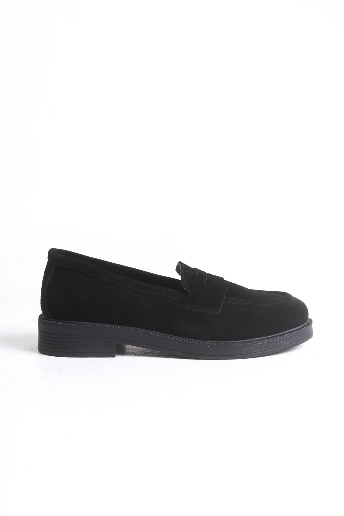 GNS Shoes Hakiki Deri Siyah Süet Kadın Loafer Ayakkabı görsel 4