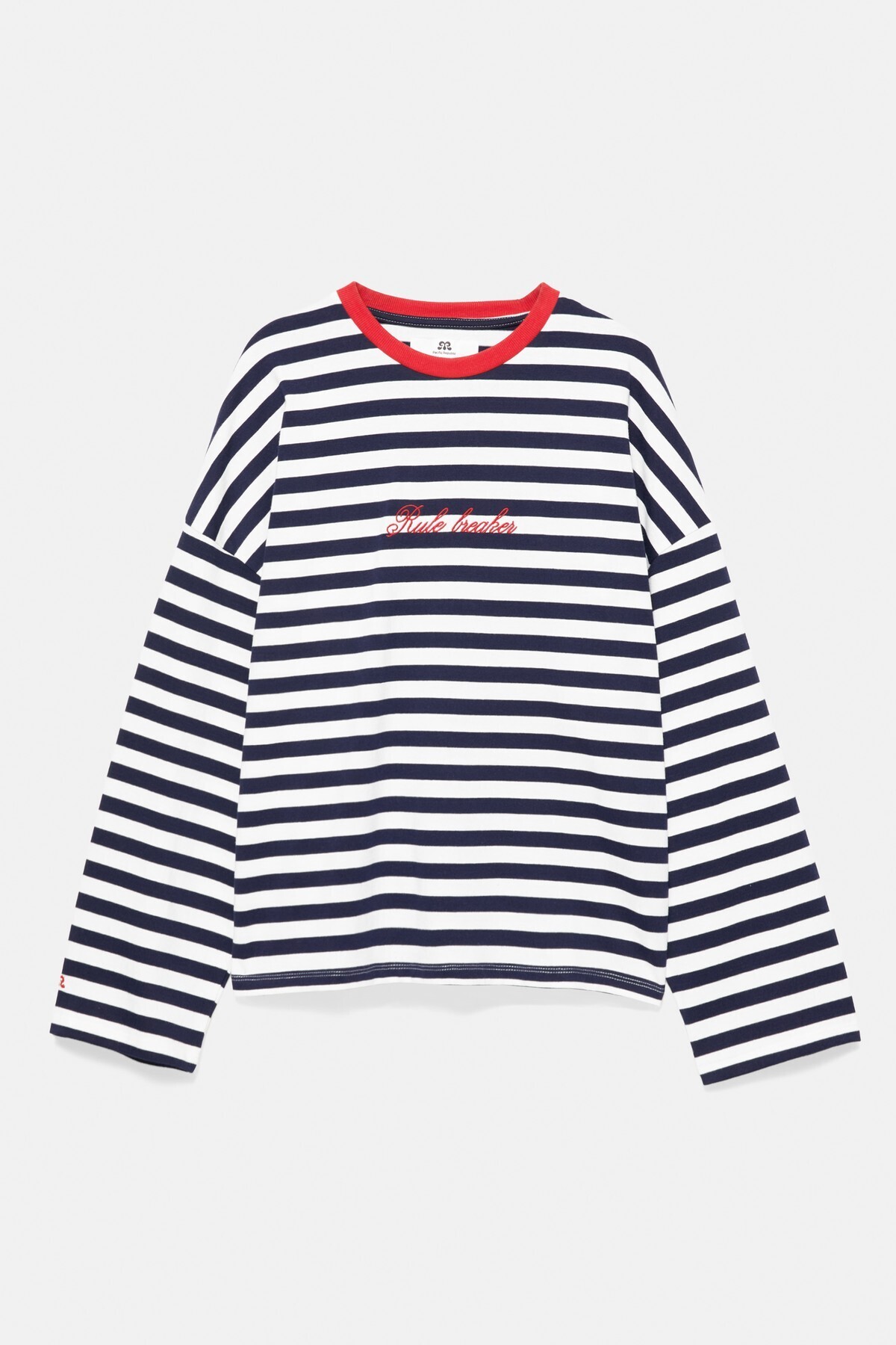 Pull & Bear Çizgili yazılı oversize tişört görsel 6