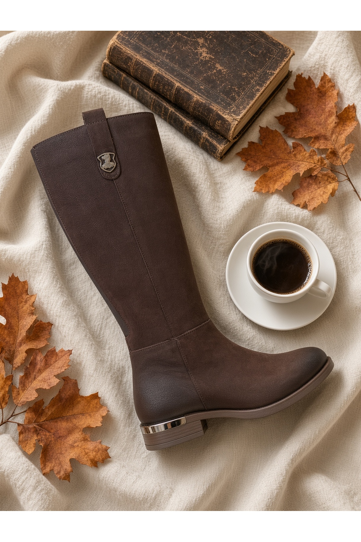 00s DIESEL シワ加工 Back Zip Leather Boots Venüs Kemal Aygün-Venüs Kadın Hafif Parlak Nubuk Diz Altı Binici