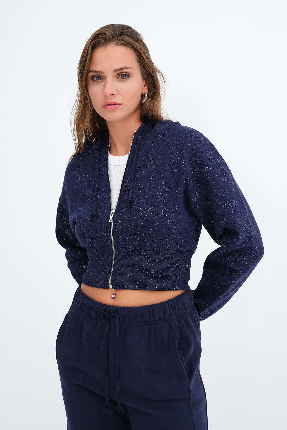 Addax Şardonlu Simli Sweatshirt H12741 görsel 4