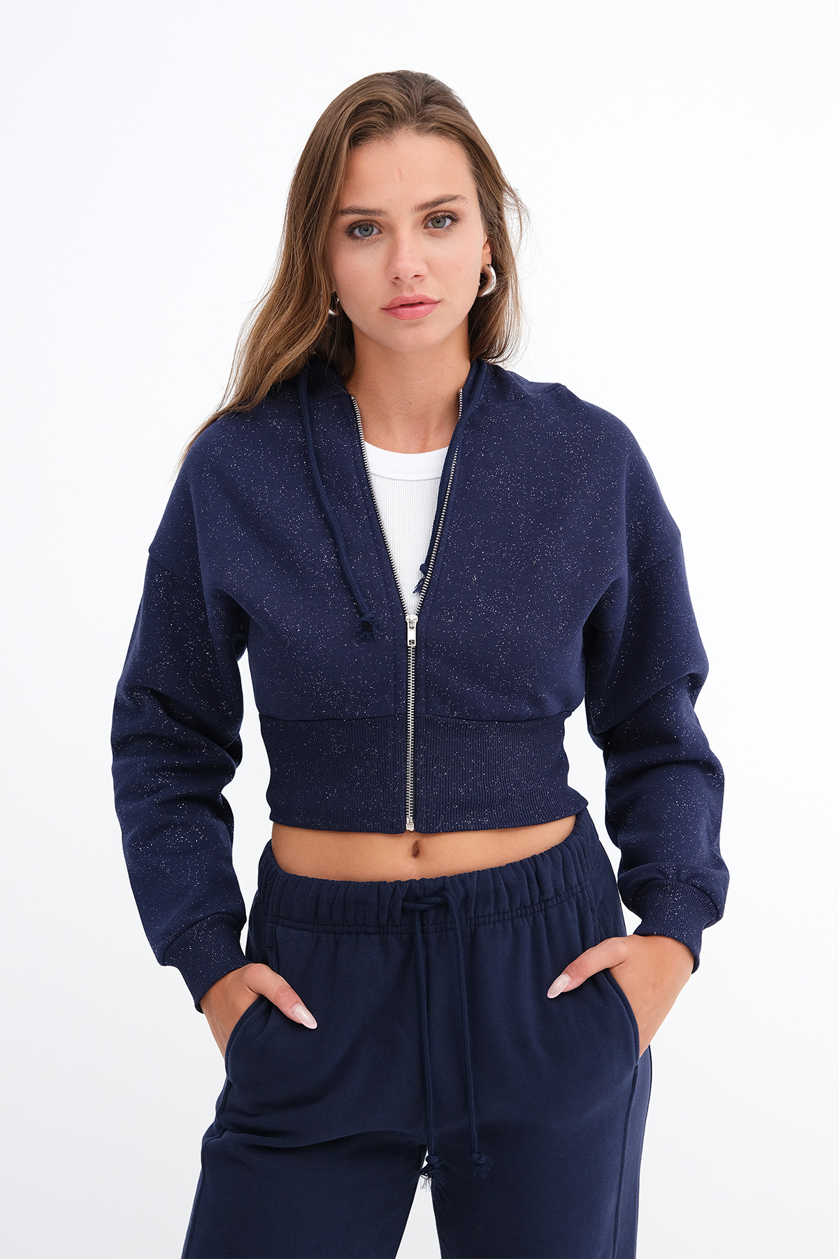 Addax Şardonlu Simli Sweatshirt H12741 görsel 3