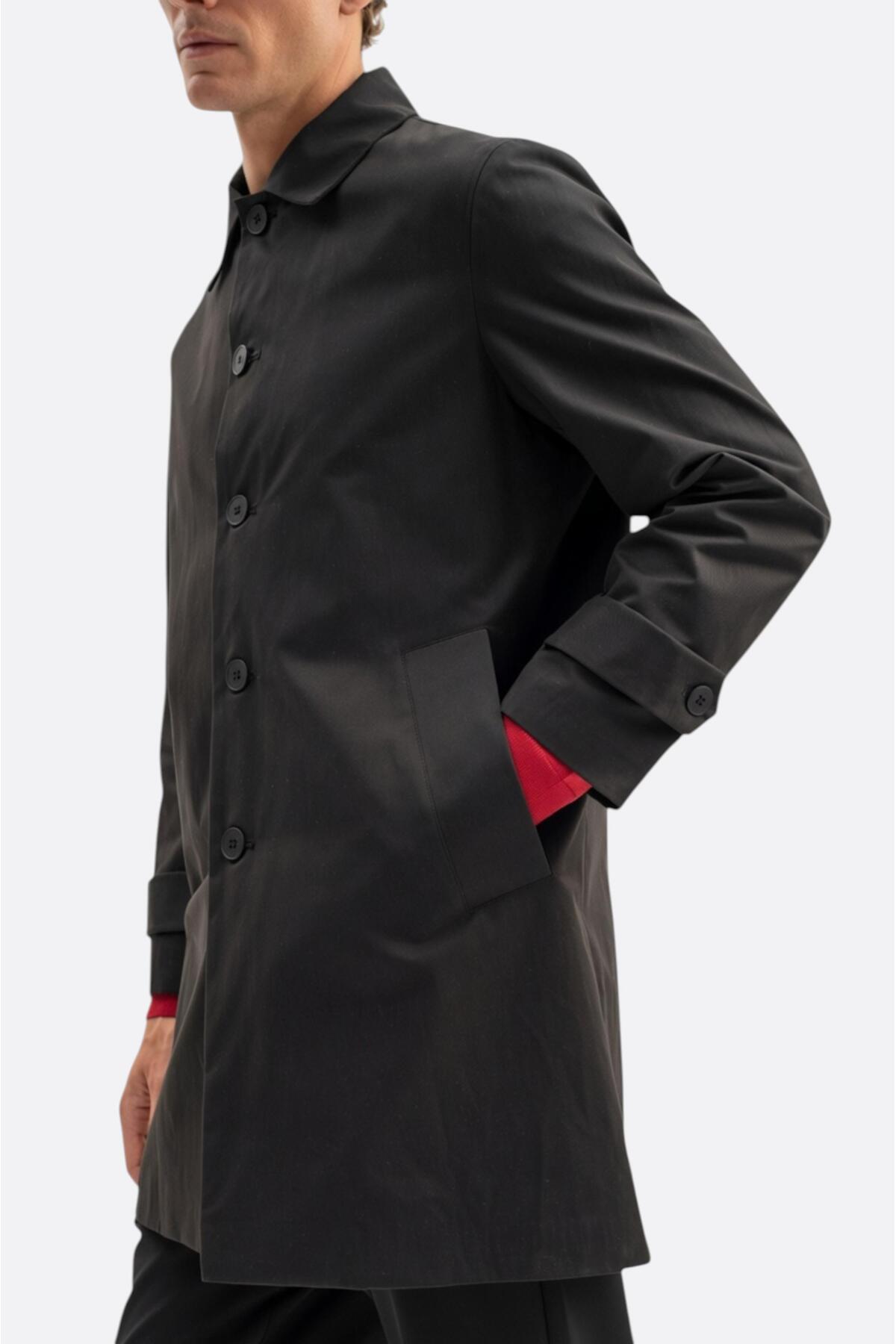 GIESTO basic™ KLASİK REGULAR FIT SİYAH TRENÇKOT görsel 6