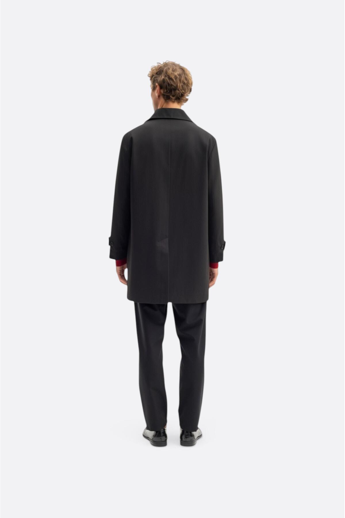 GIESTO basic™ KLASİK REGULAR FIT SİYAH TRENÇKOT görsel 4