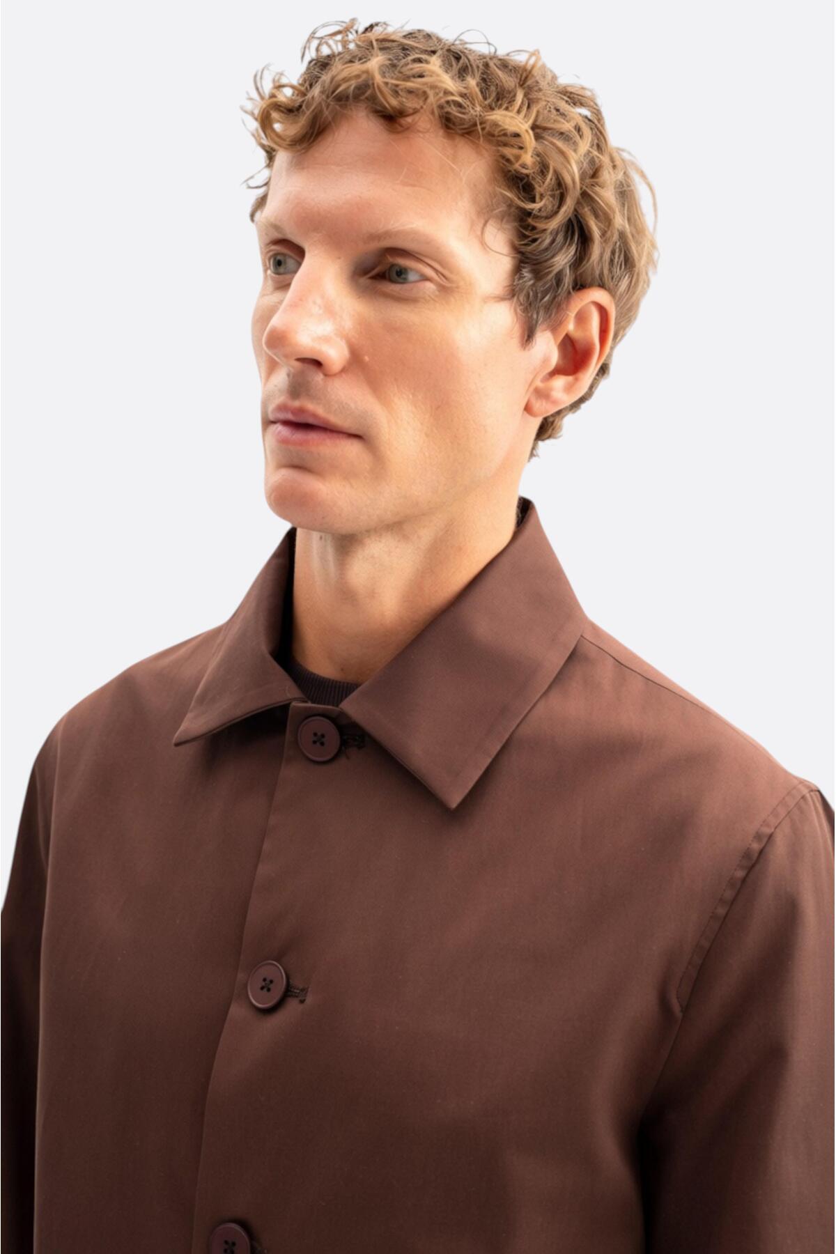 GIESTO basic™ KLASİK REGULAR FIT KAHVERENGİ TRENÇKOT görsel 8