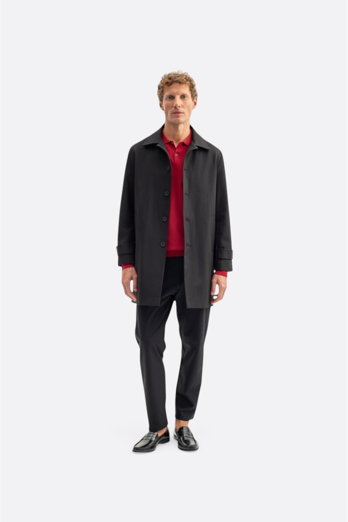 GIESTO basic™ KLASİK REGULAR FIT SİYAH TRENÇKOT