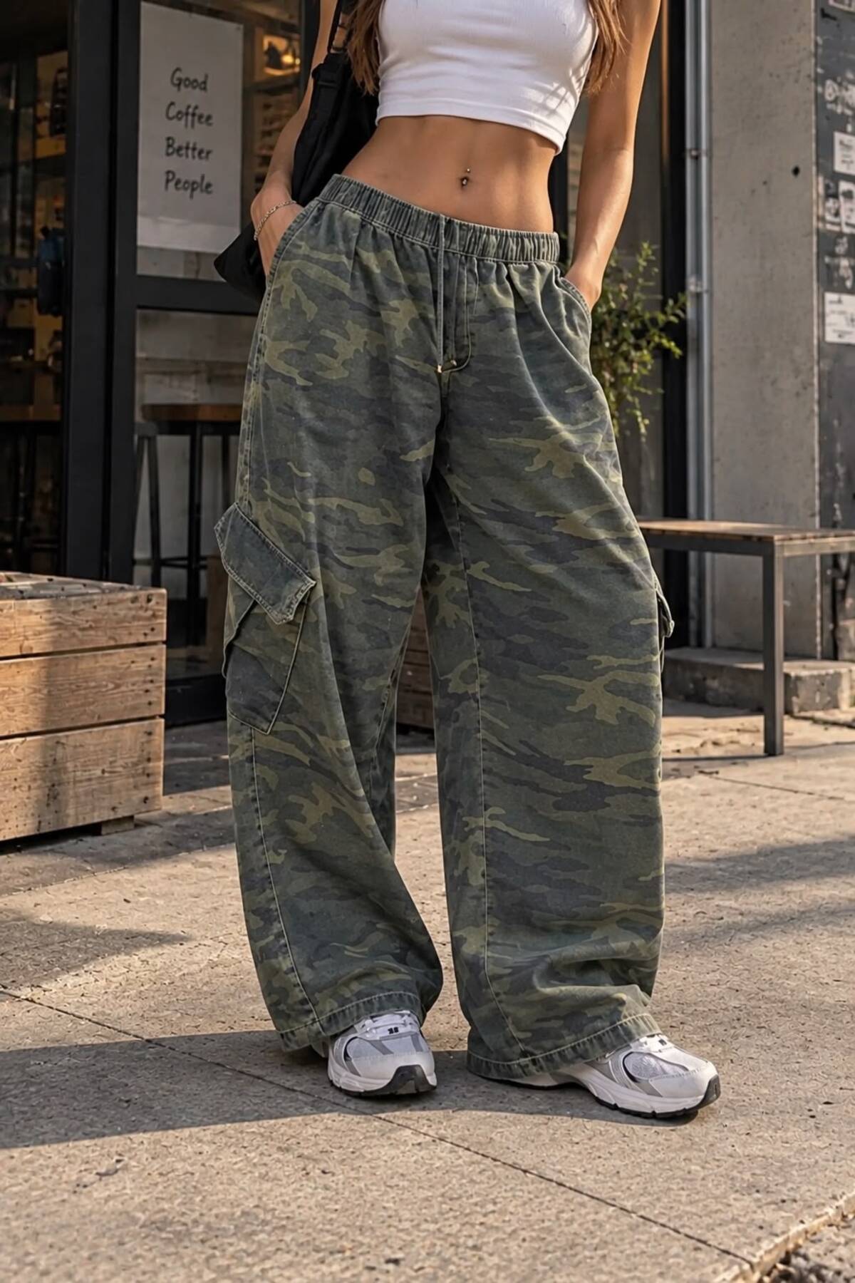 Street Style Baggy Salaş Kamuflaj Kargo Cep Y2K Unisex Pantolon — رنگارنگ arskamuflajkargoceppant