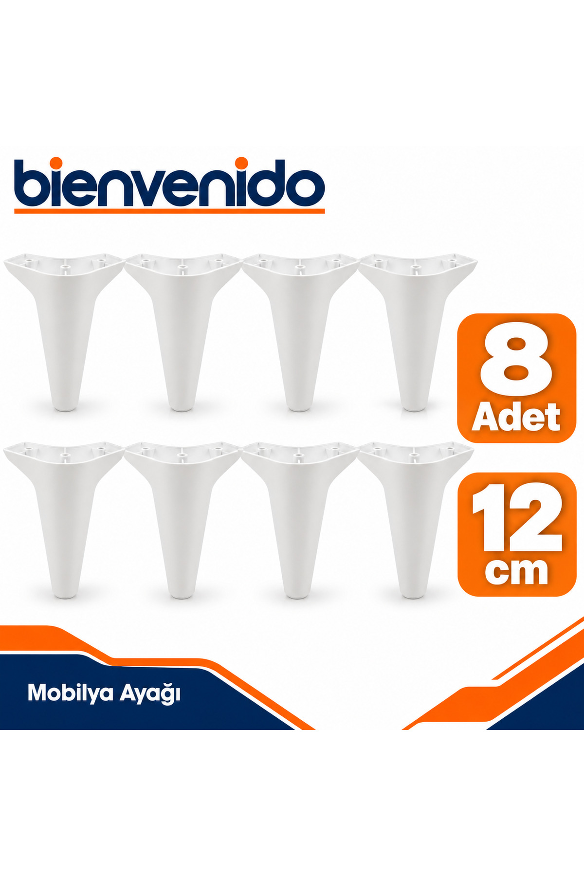 Aspen Lüks Mobilya Kanepe Koltuk Tv Ünitesi Baza Yükseltici Ayağı Ayakları 12 Cm Beyaz 8 Adet BIE-ASP-12-CEV-1, one size