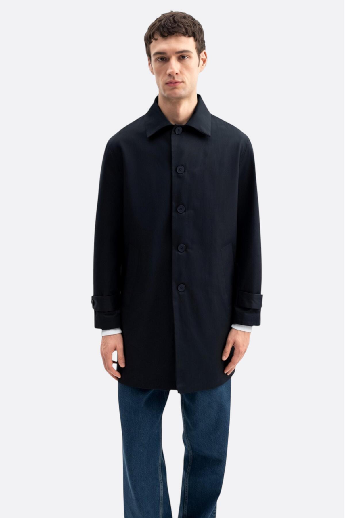 GIESTO basic™ KLASİK REGULAR FIT LACİVERT TRENÇKOT görsel 5