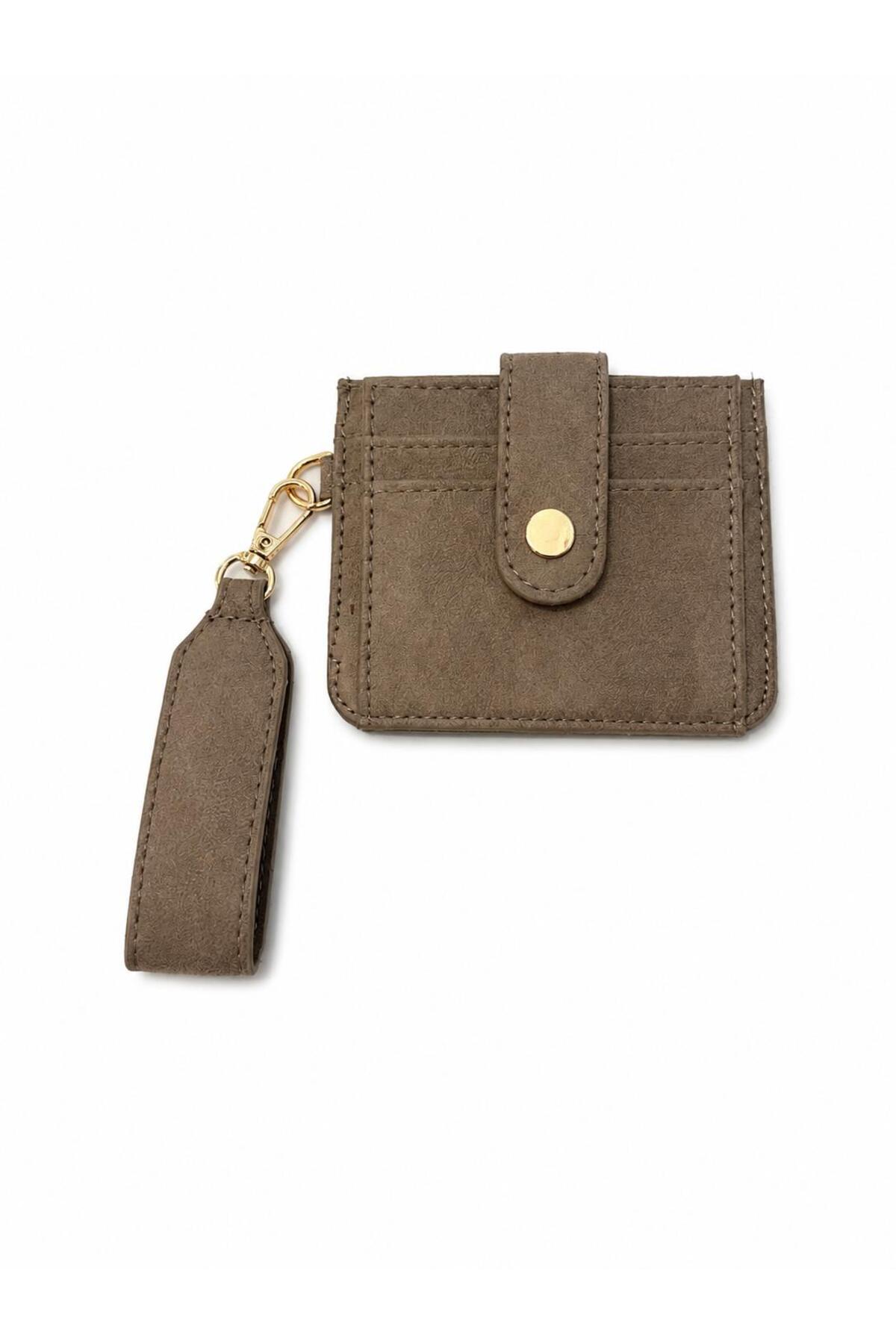 SHIKIRTI BAG STORE Süet Anahtarlık ve Kartlık Detaylı Cüzdan-Kartlık (Kutulu Gönderim)