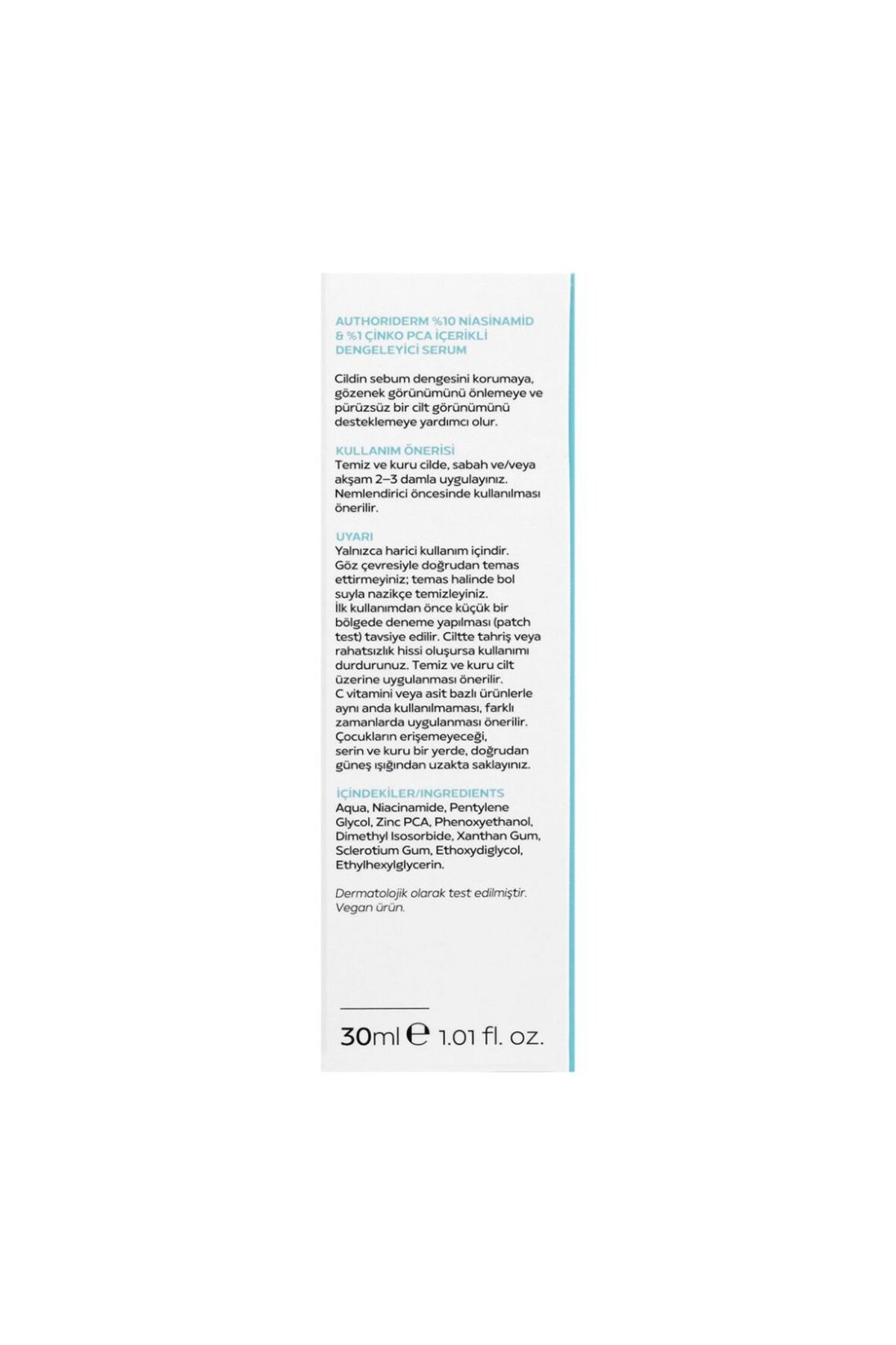 Yağ ve Gözenek Dengeleyici %10 Niasinamid & %1 Çinko PCA İçerikli Dengeleyici Yüz Serumu 30 ml — MS1154545647485415452 — تصویر 3 از 3
