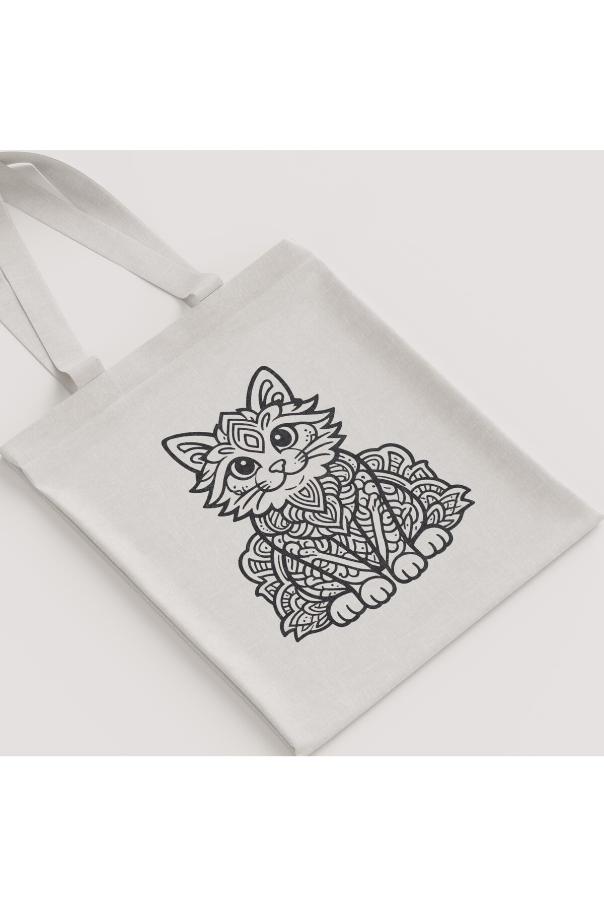 martı baskı Ham Bez Çanta Kedi Desenli Mandala Unisex Omuz Çantası Hediyelik Boyanabilir Kanvas Çanta