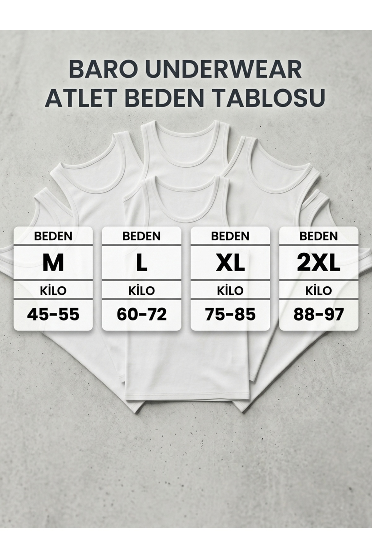 BARO UNDERWEAR Erkek 6'lı Pamuklu Atlet görsel 3