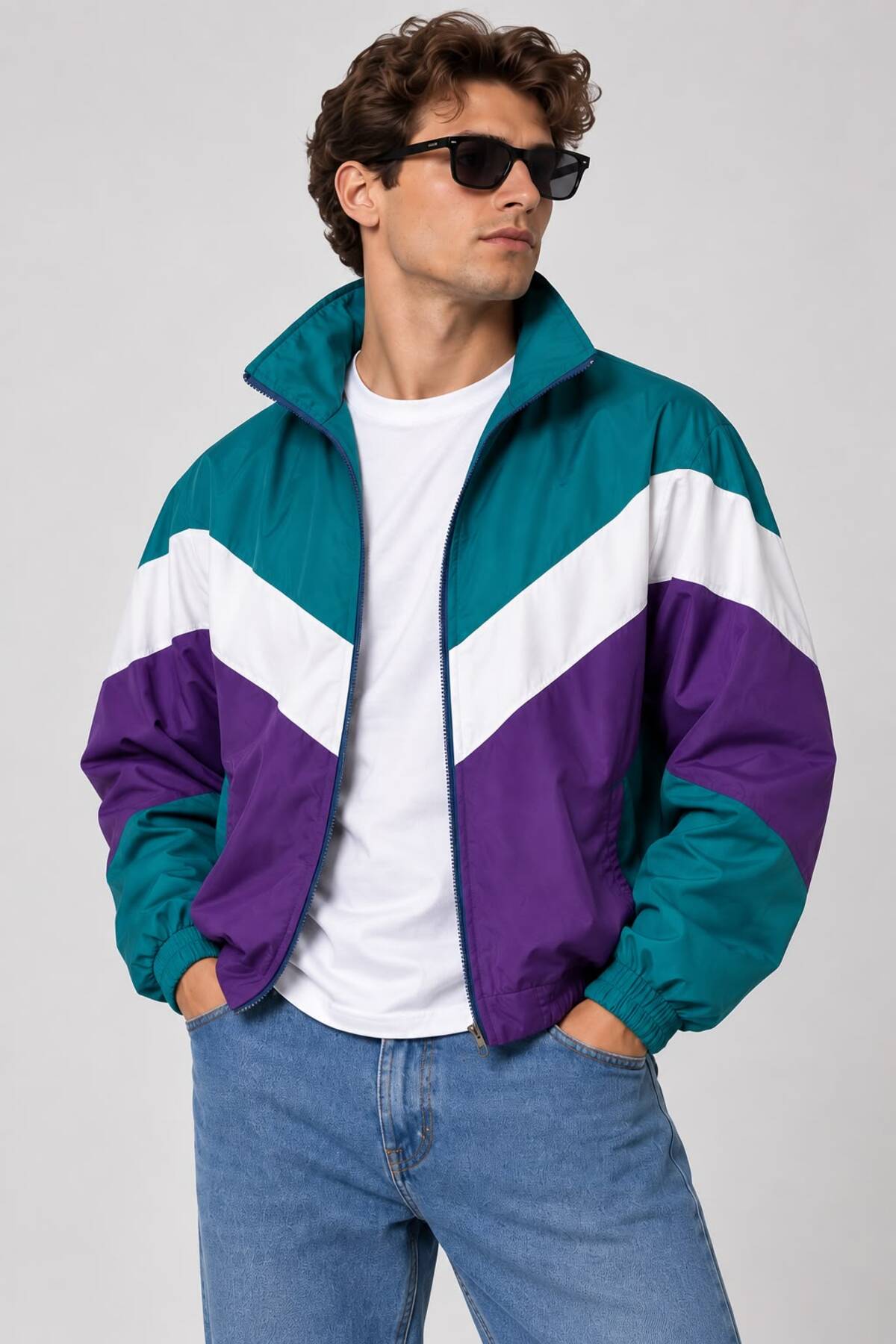 Machetta Unisex 80s Retro Fermuarlı Ceket - Hırka görsel 3