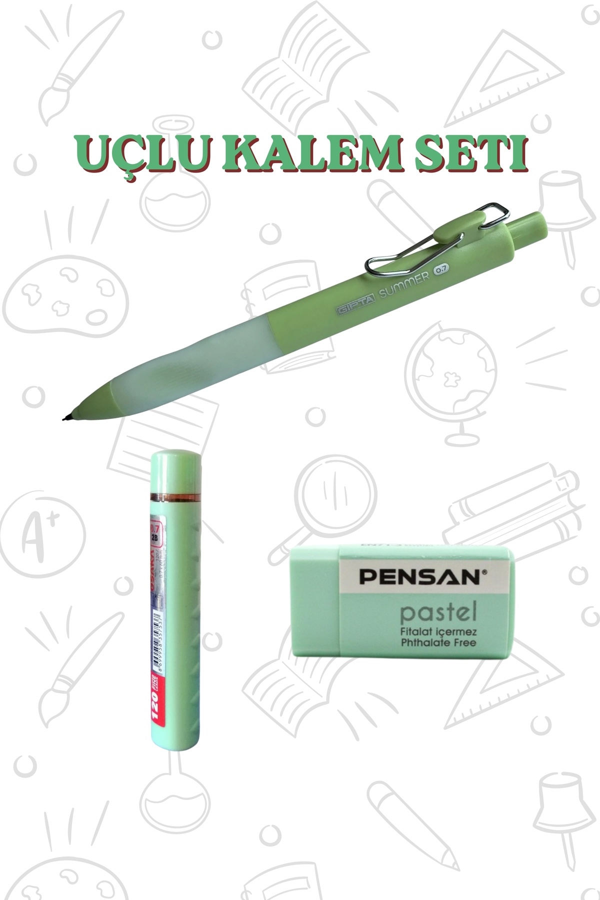 Pensan Summer 0.7 Uçlu Kalem Seti – Pratik Yazı Deneyimi i 120'li Uç & Silgi