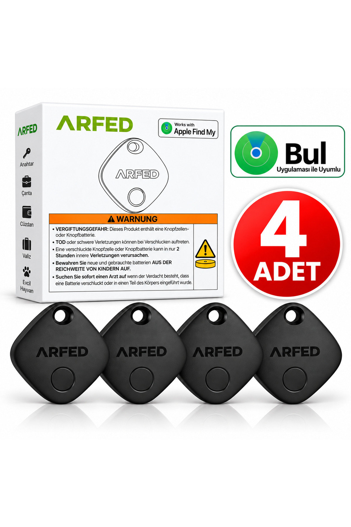 arfed Akıllı Takip Cihazı Airtag (4'lü Paket IOS UYUMLU) - Fiyatı