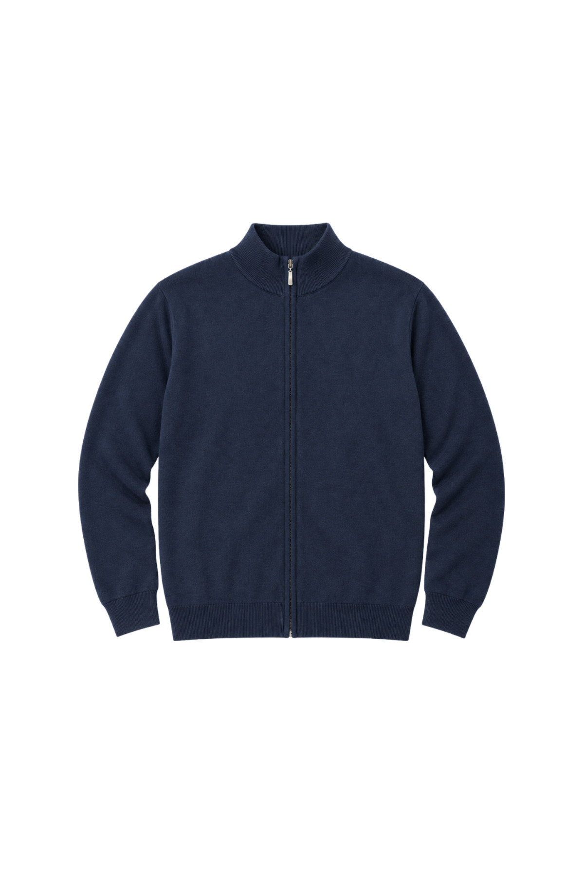 BattalModa Erkek Büyük Beden Koyu İndigo Fermuarlı Dik Yaka Pamuklu Hırka 3XL-4XL-5XL-6XL görsel 4