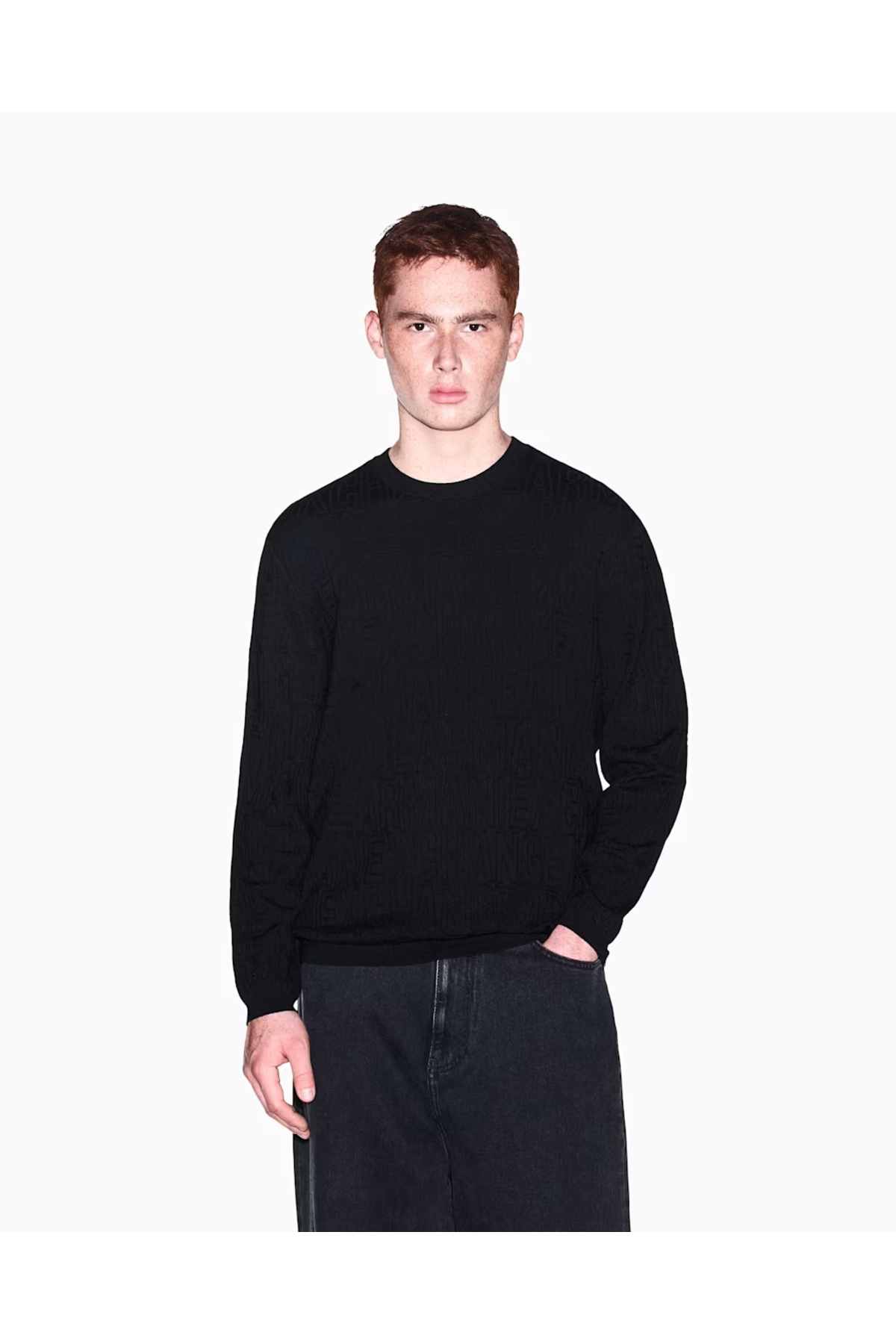 ژاکت مردانه مشکی آستین بلند یقه گرد آرمانی اکسچنج پلیور Armani Exchange