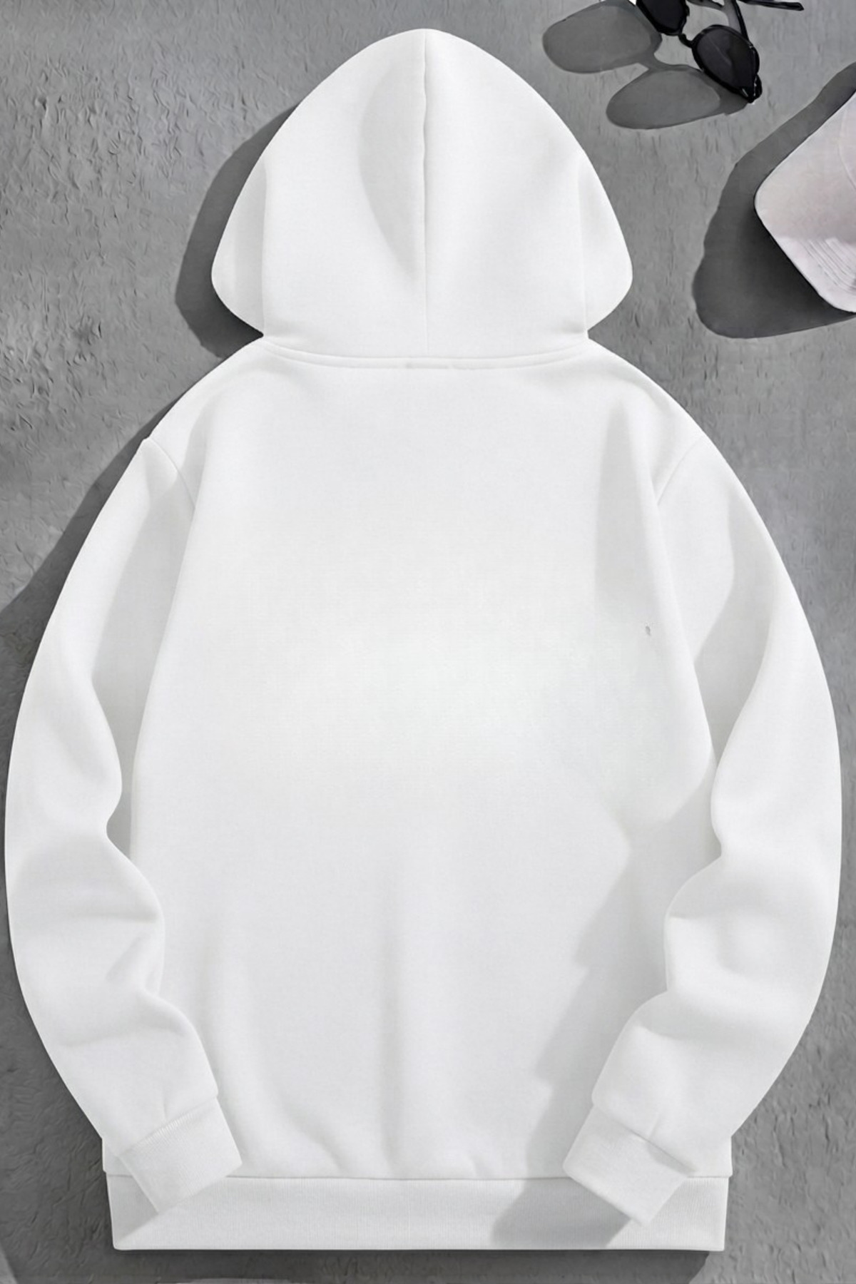 K KOZZ STYLE Unisex 3 İplik Pamuklu Beyaz GoldHeart Bol Kalıp Sweatshirt Hoodie görsel 2