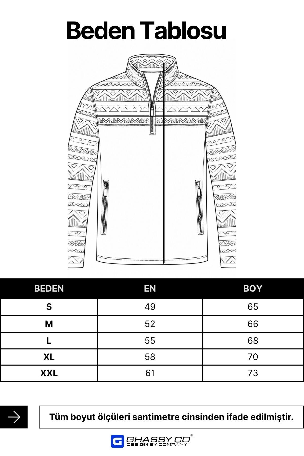GHASSY CO . Erkek Etnik Desenli 1/4 Zip Yarım Fermuarlı Cepli Polar Outdoor Günlük Kullanım görsel 3
