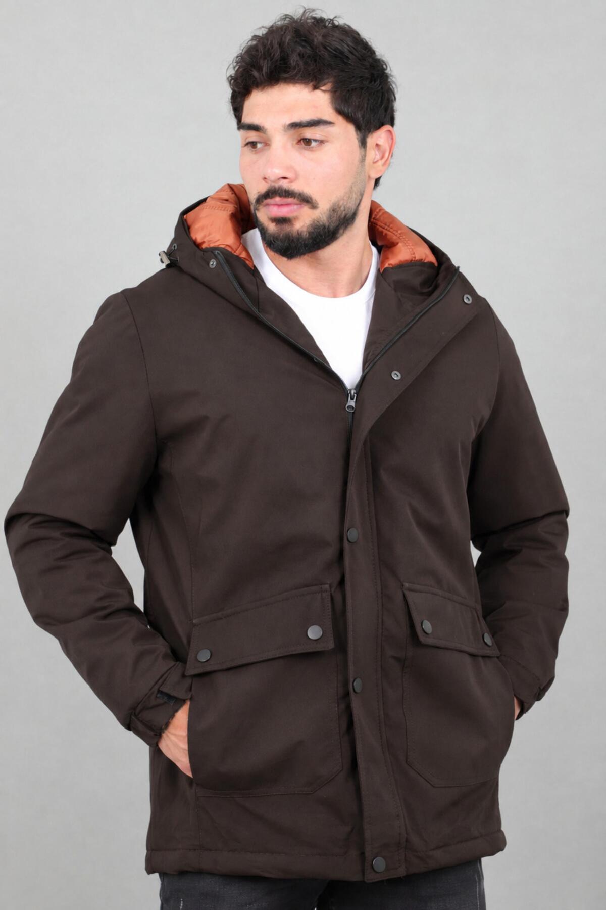 Stilkombin Kapitoneli Torba Cep Sabit Kapüşon Kışlık Mont PLDP 3039_50527 görsel 2