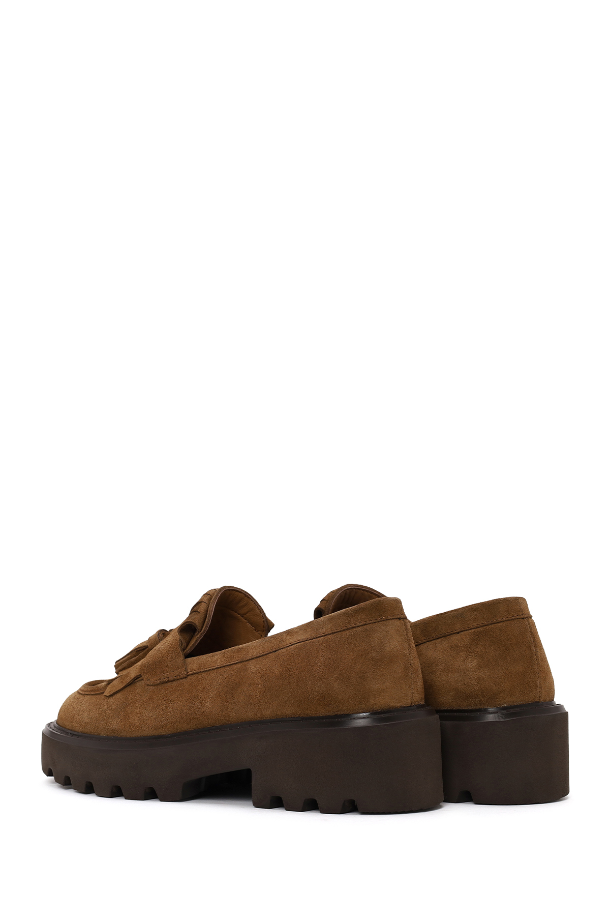 Derimod Kadın Camel Kalın Tabanlı Püsküllü Süet Deri Loafer AF450014DS görsel 6