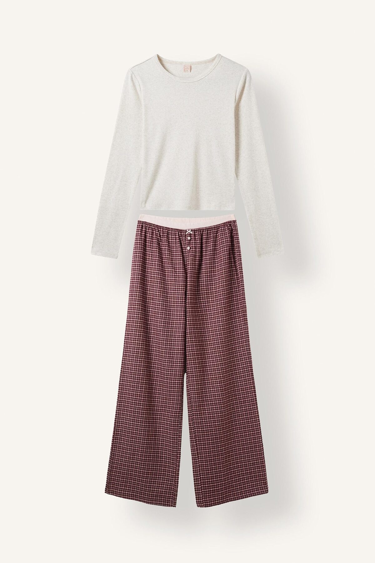 DeFacto Regular Fit Bisiklet Yaka Uzun Kollu Üst Ekose Desenli Geniş Paça Alt 2li Flanel Pijama Takımı H4398 görsel 5