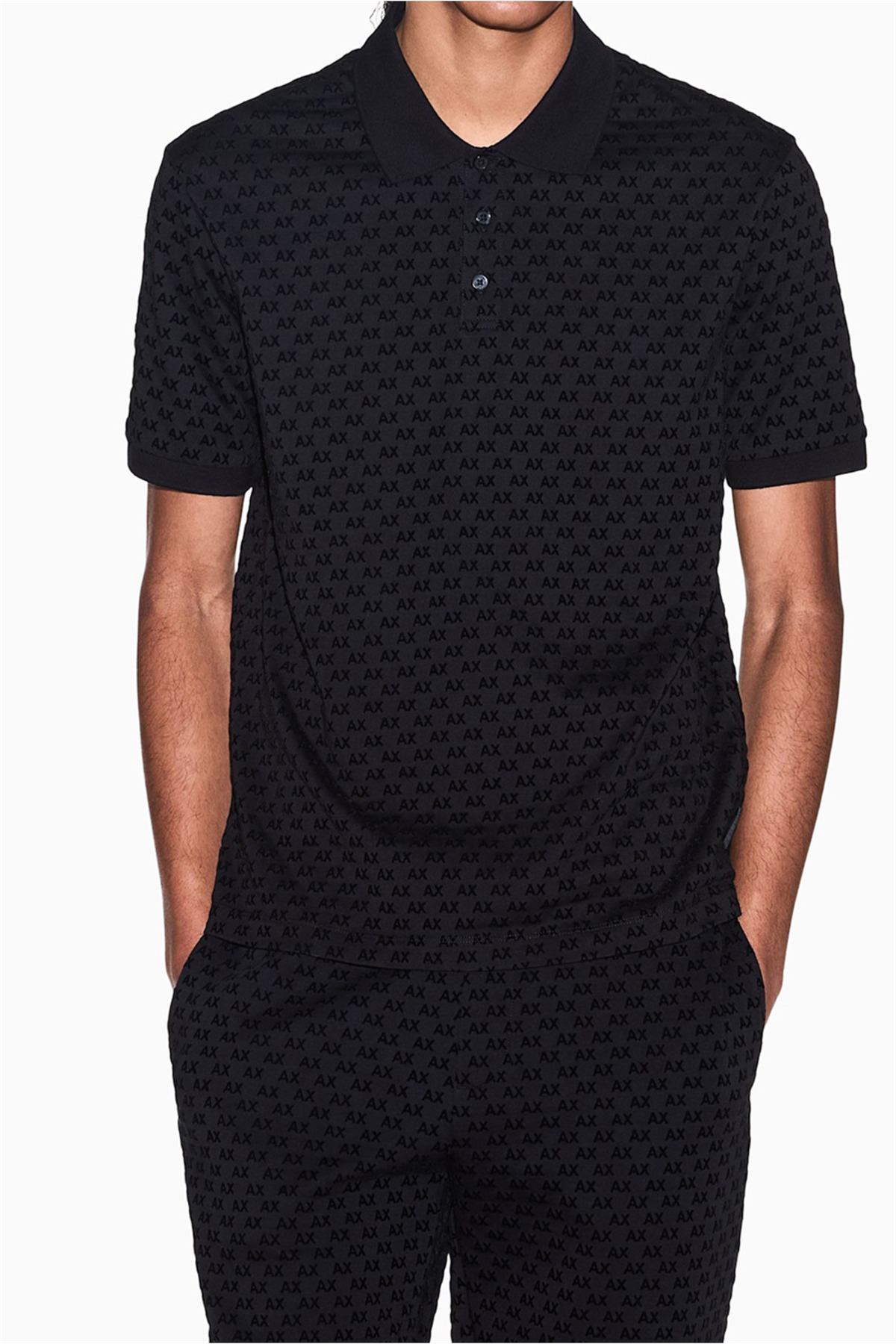 تی شرت یقه دار مردانه مشکی آرمانی اکسچنج پولوشرت Armani Exchange