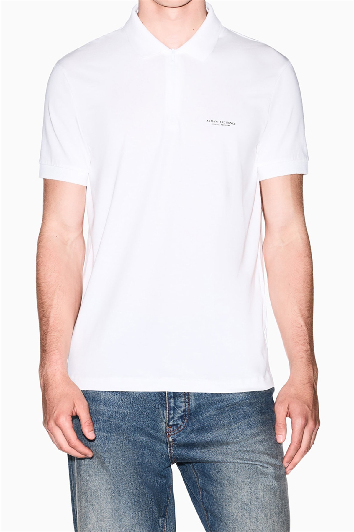 تی شرت یقه دار مردانه سفید آرمانی اکسچنج پولوشرت Armani Exchange
