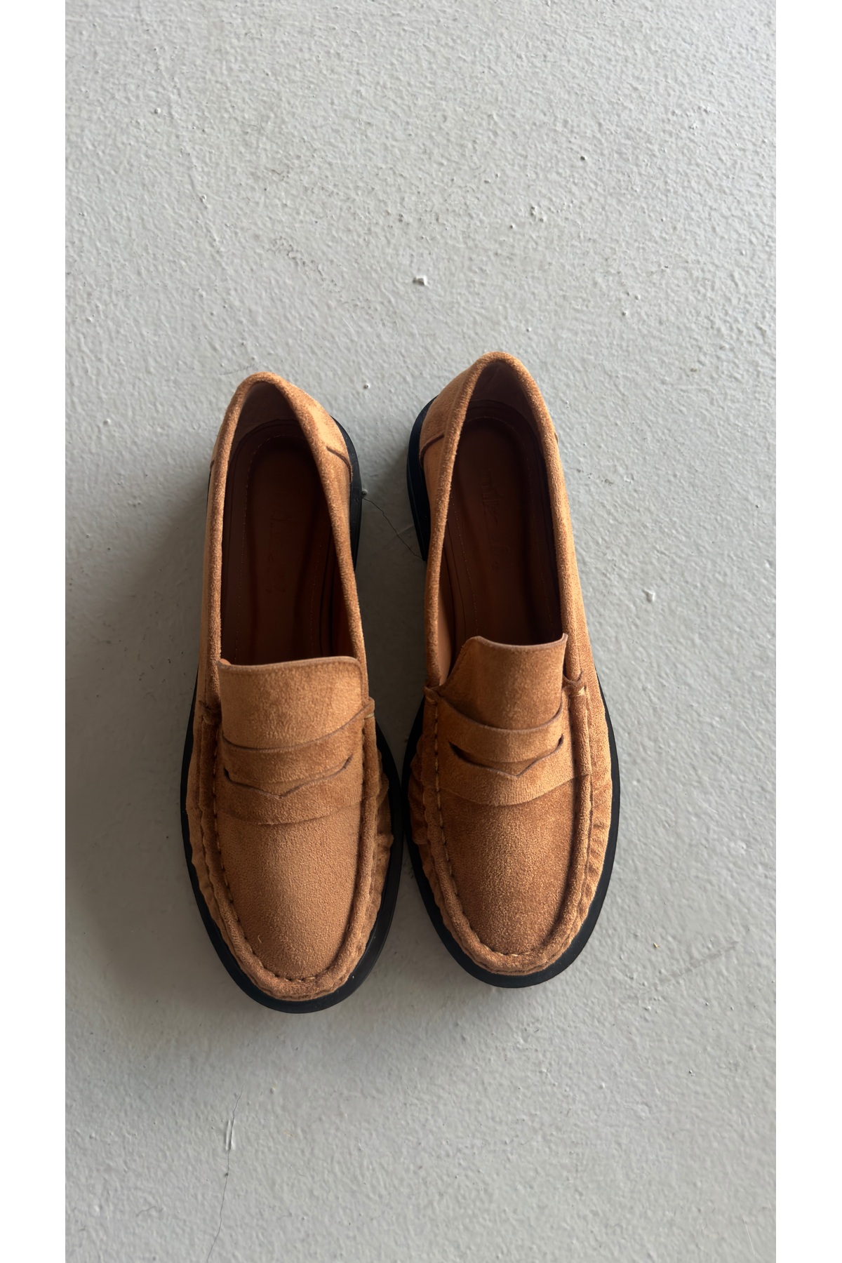 Eataly Shoes Büzgülü Taba Süet Makosen Kadın Ayakkabı görsel 2
