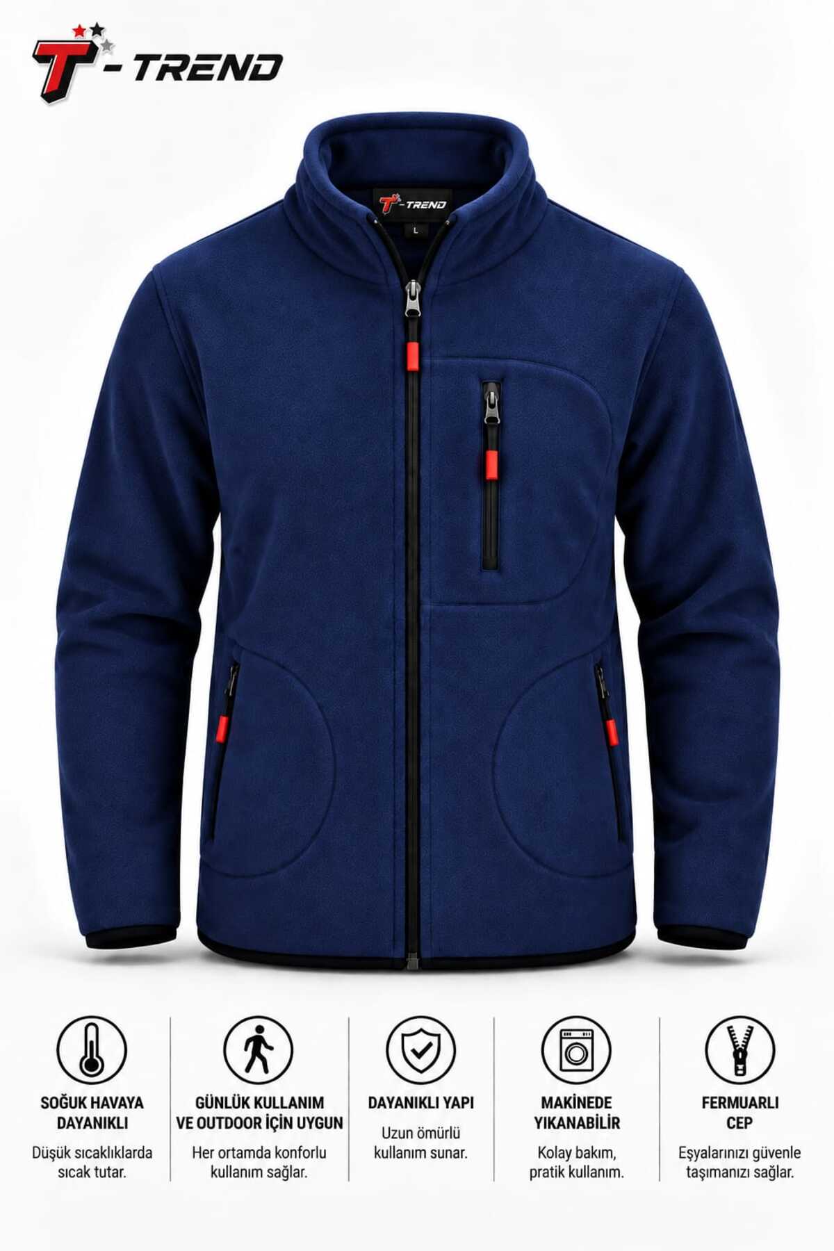 T.trend POLAR CEKET İKİLİ SET LACİVERT HAKİ REGULAR KALIP ERKEK/UNİSEX görsel 4