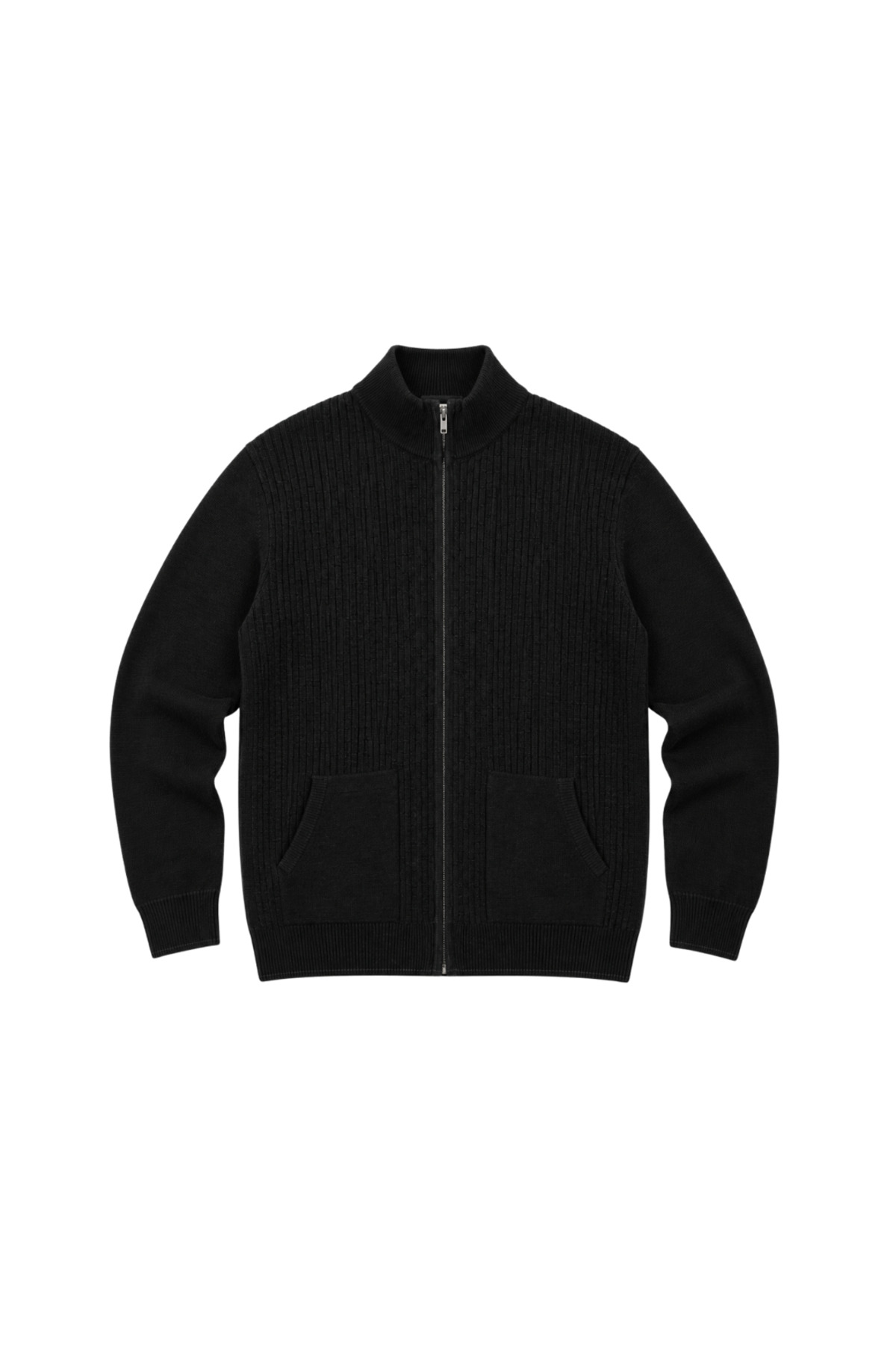 BattalModa Erkek Büyük Beden Siyah Dikey Örgü Cepli Triko Hırka 3XL-4XL-5XL-6XL görsel 4