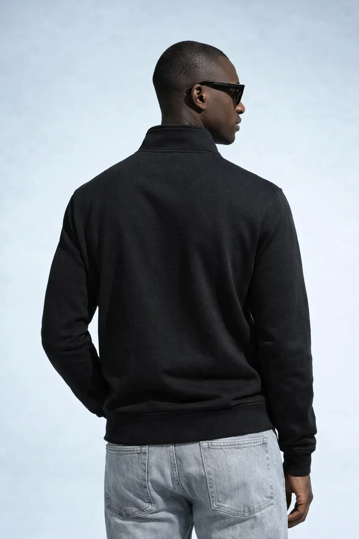 COMBİNE MİCHAİL Erkek Kışlık Örme Yaka Siyah Sweatshirt görsel 6