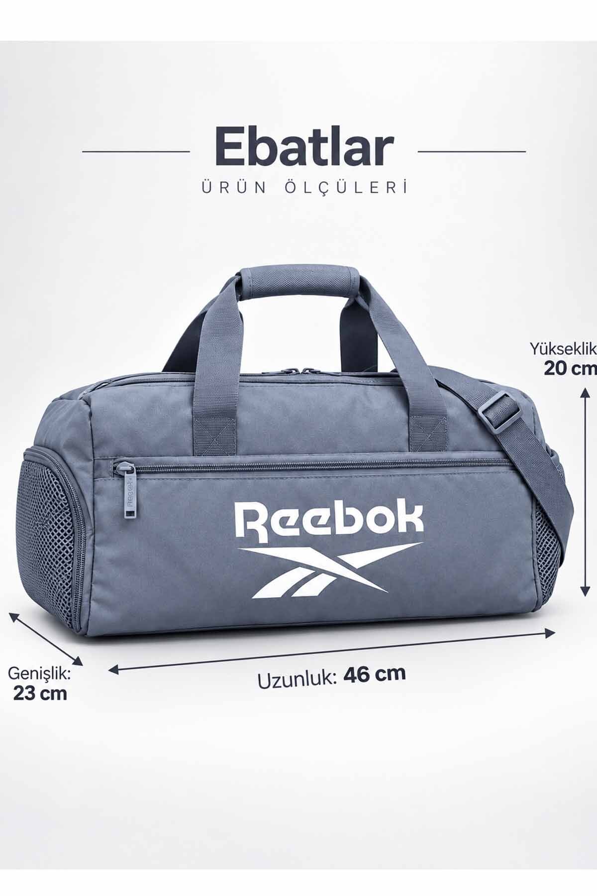 Reebok Unisex Fitness Spor Çantası Gri Ayrı Ayakkabı Gözlü Omuz Askılı görsel 4