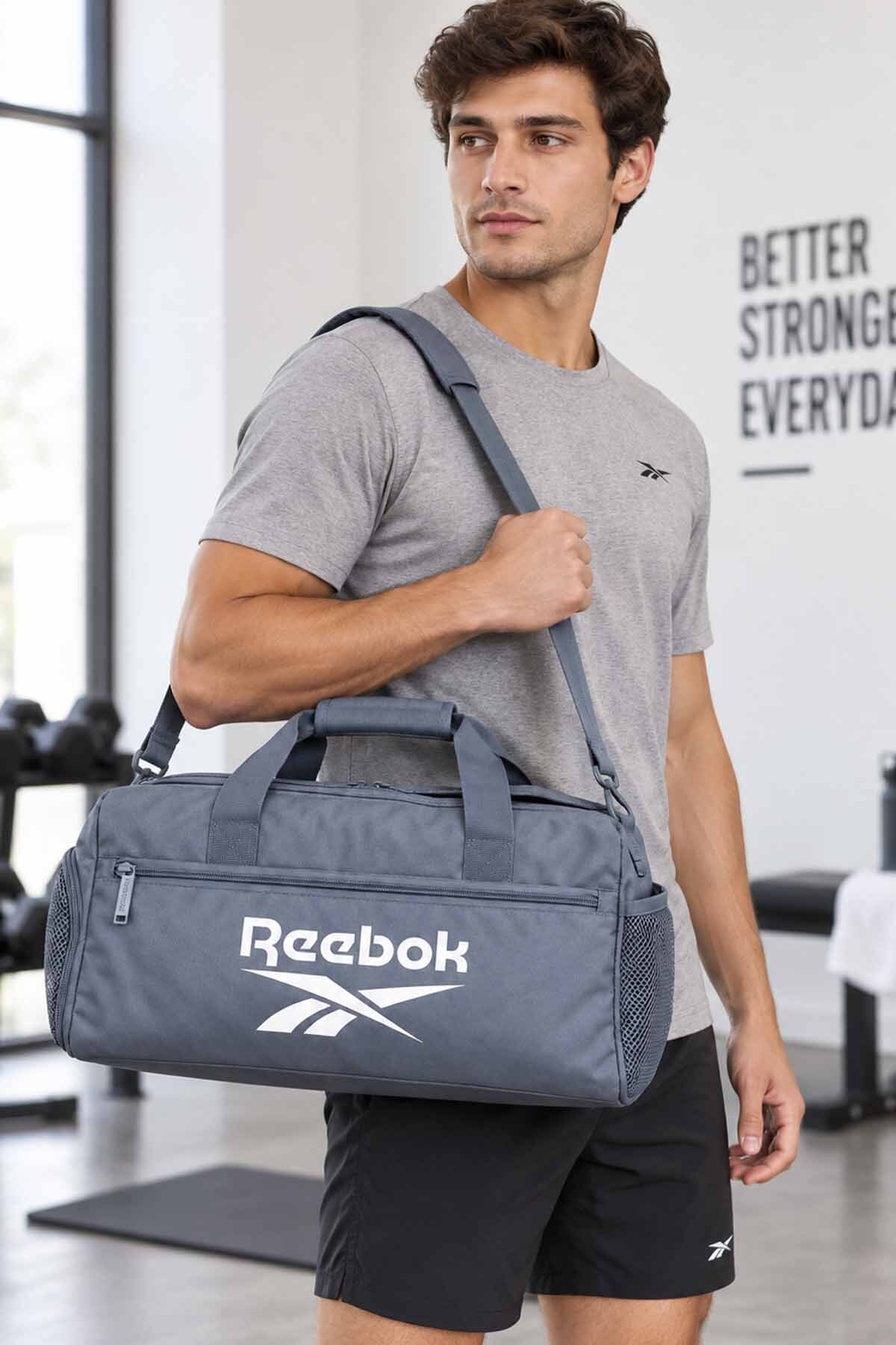 Reebok Unisex Fitness Spor Çantası Gri Ayrı Ayakkabı Gözlü Omuz Askılı görsel 5