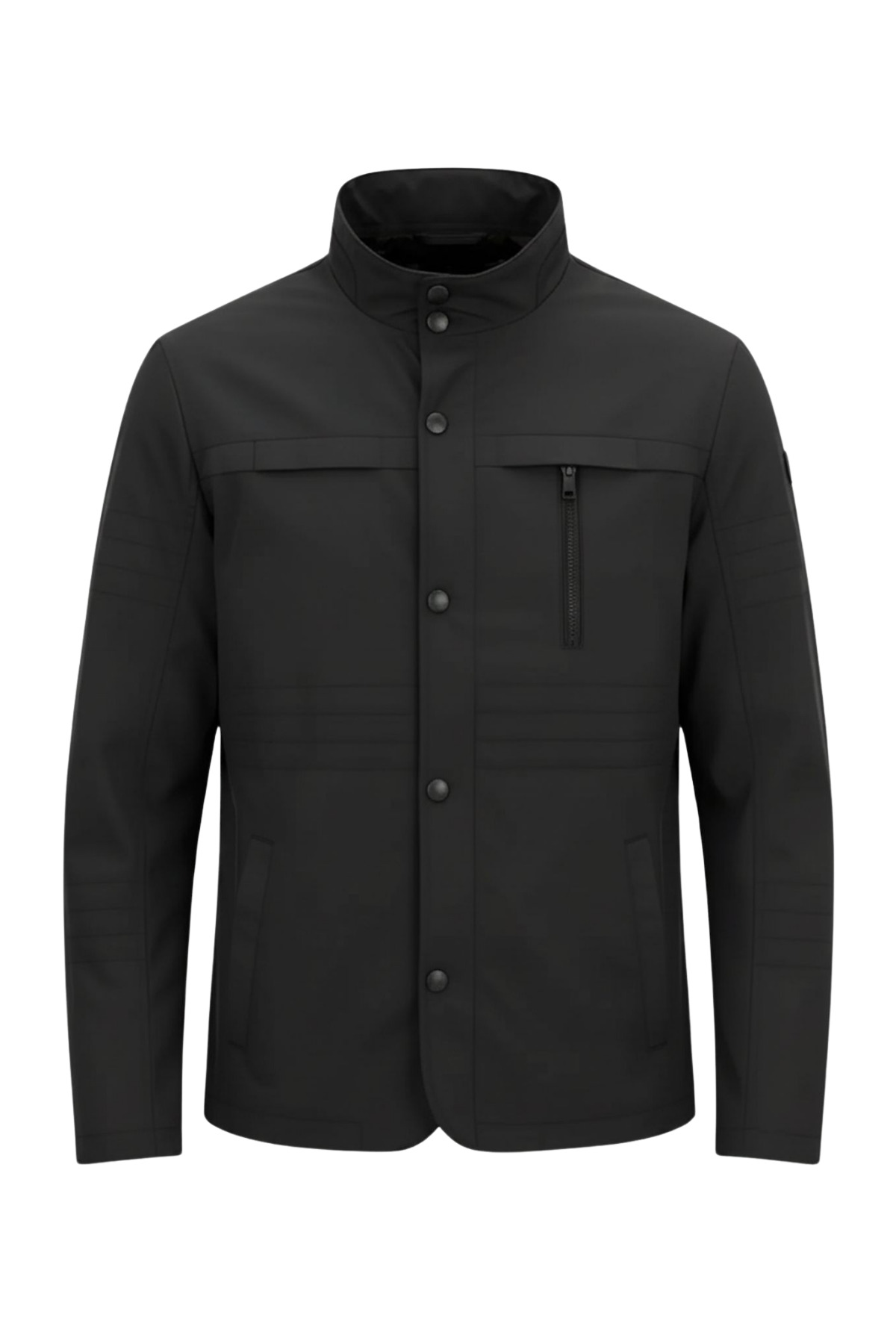 Erkek Gri Hakim Regular Uzun Mevsimlik Pamuk Polyester Karışımlı Safari Mont & Ceket - Siyah